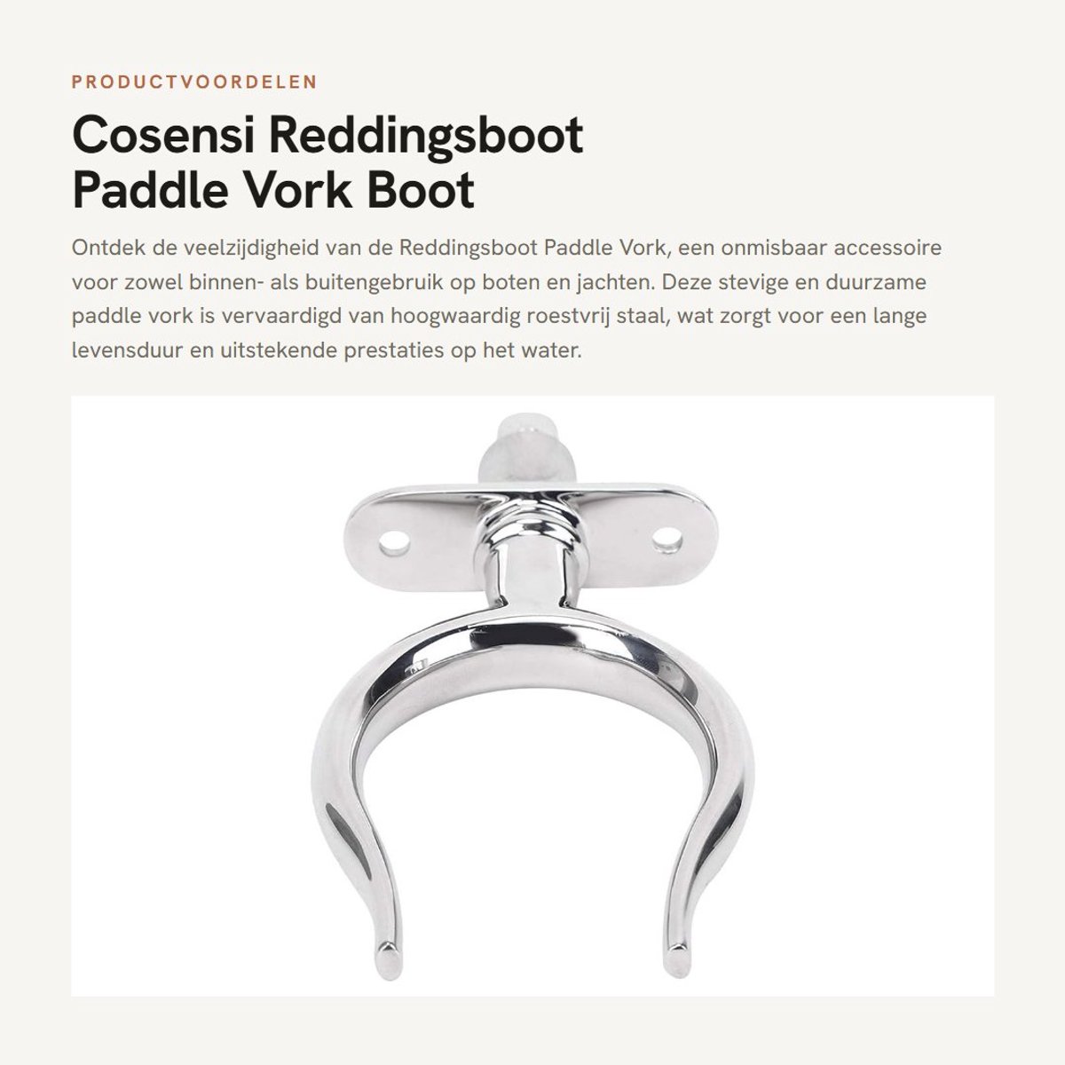 Dailygoods- Paddle Vork Stevige Duurzame Marine - Bootaccessoire - Vaste Hengel - Geschikt voor Boten/Jachten - Hoogwaardig Roestvrij Staal - Eenvoudig te Installeren