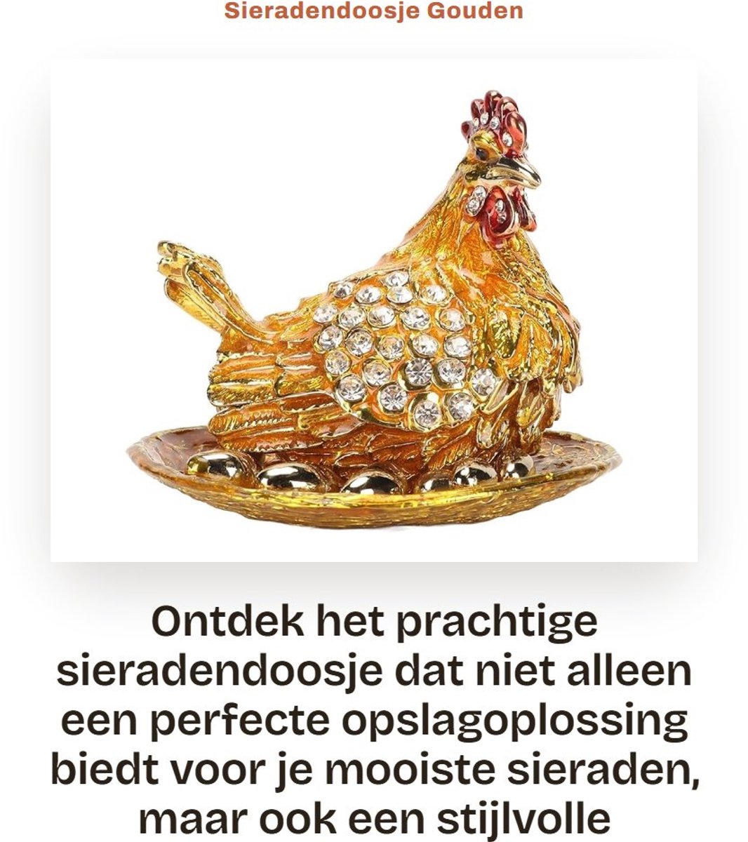 Dailygoods- Sieradendoosje Klein - Gouden Sieradenopslag - Creatief Ringhouder - Decoratief Object - Robuust Legeringsmateriaal - Uitstekend Vakmanschap - Juwelendoos