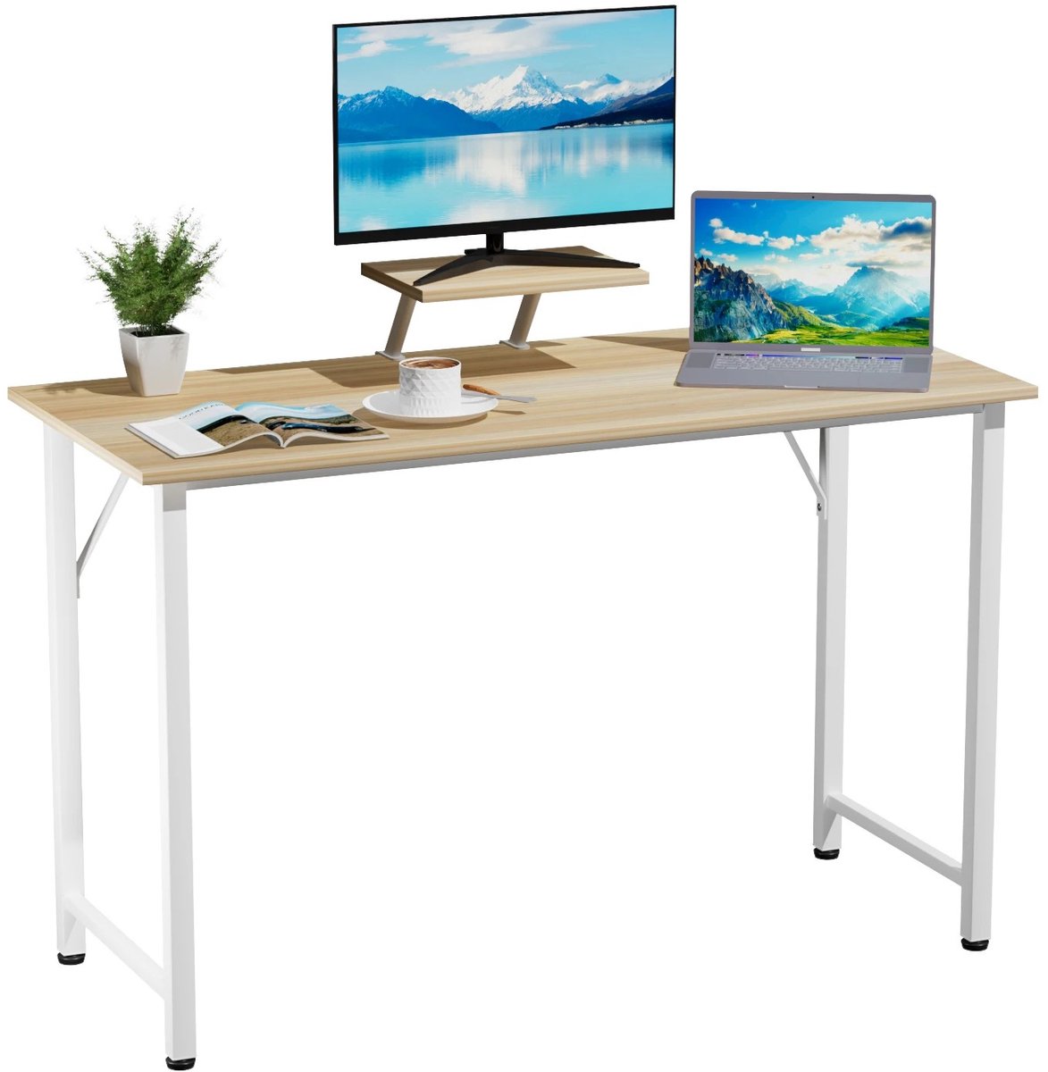 Dailygoods Computerbureau 100x50x75cm - Kantoorbureau met monitorstandaard - Gamingbureau - Houten - Geschikt voor stude