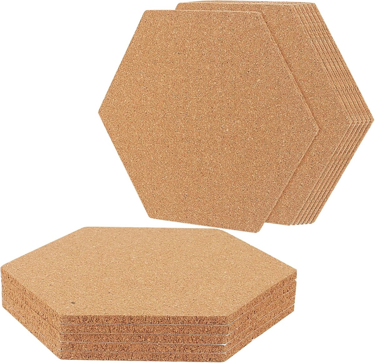 Thijox - 12 stuks zeshoekig prikbord kurk 200 x 175 mm zelfklevend voor foto’s, notities en kamerdecoratie, perfect voor kantoor en thuis