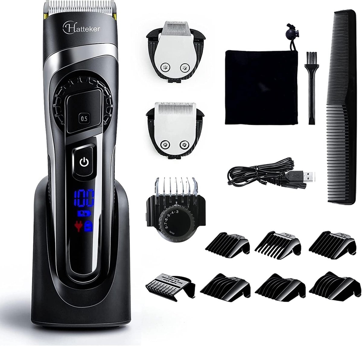Thijox - Professionele Baardtrimmer 3-in-1 voor Heren, Oplaadbaar, Multifunctioneel Baardscheerapparaat, Haar Tondeuse met Kammen en Precisiewijzerbla