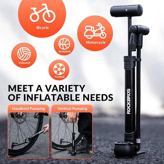 Draagbare fietspomp - staande pomp 120 psi met manometer - geschikt voor mountainbike en racefiets - fietsaccessoires — afbeelding 3