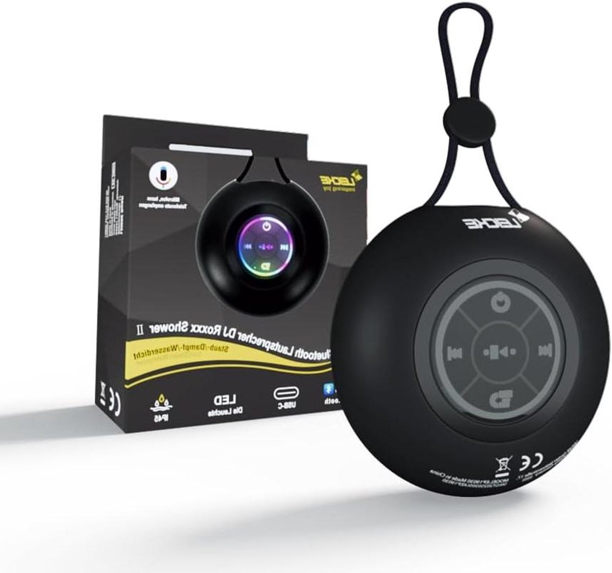 Draagbare Bluetooth speaker - Mini luidspreker - Muziek onderweg - Spatwaterdicht ontwerp - 5W LED - Zwart