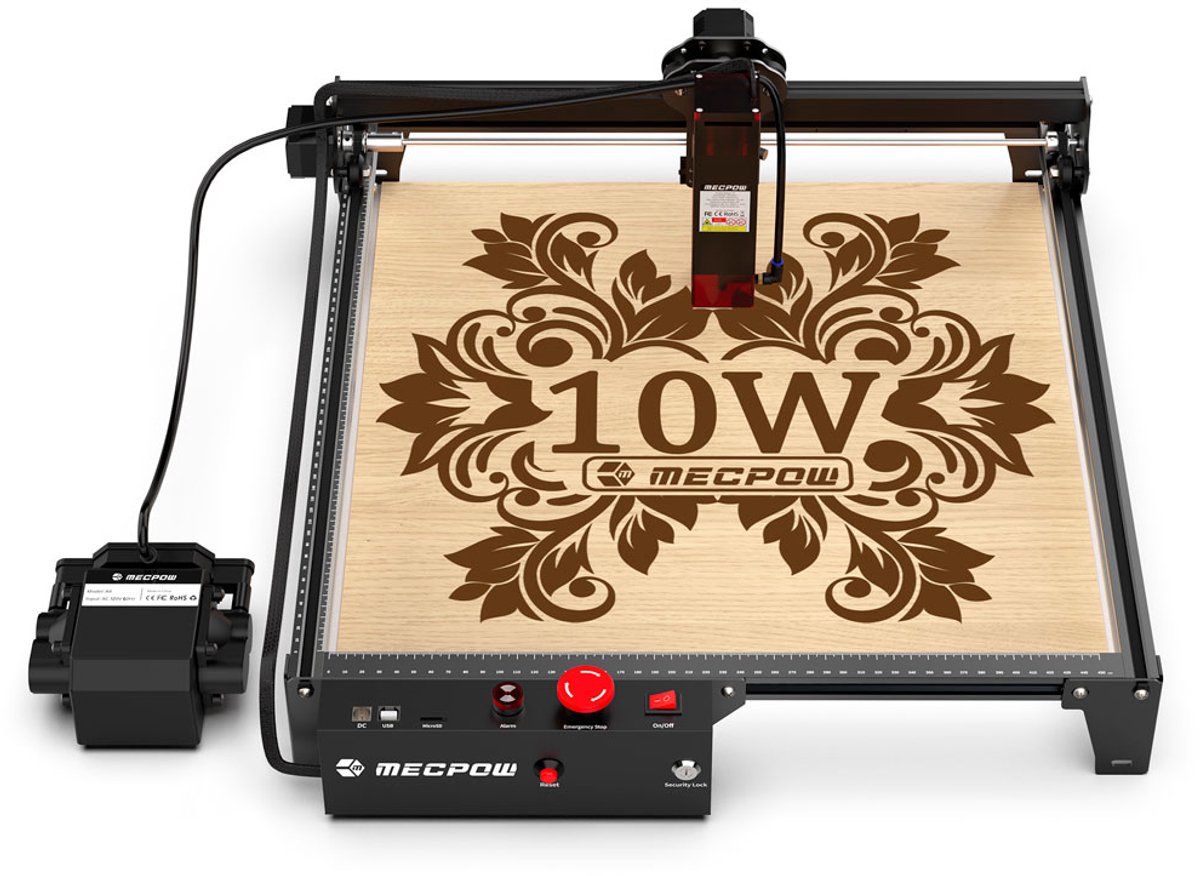 Mecpow X3 Pro Lasergraveermachine Nieuw model 2026- 10W Laser - Air Assist - Graveer- & Snijmachine voor Hout, Acryl & Leer - Noodstop - Vlamdetectie - EU-stekker