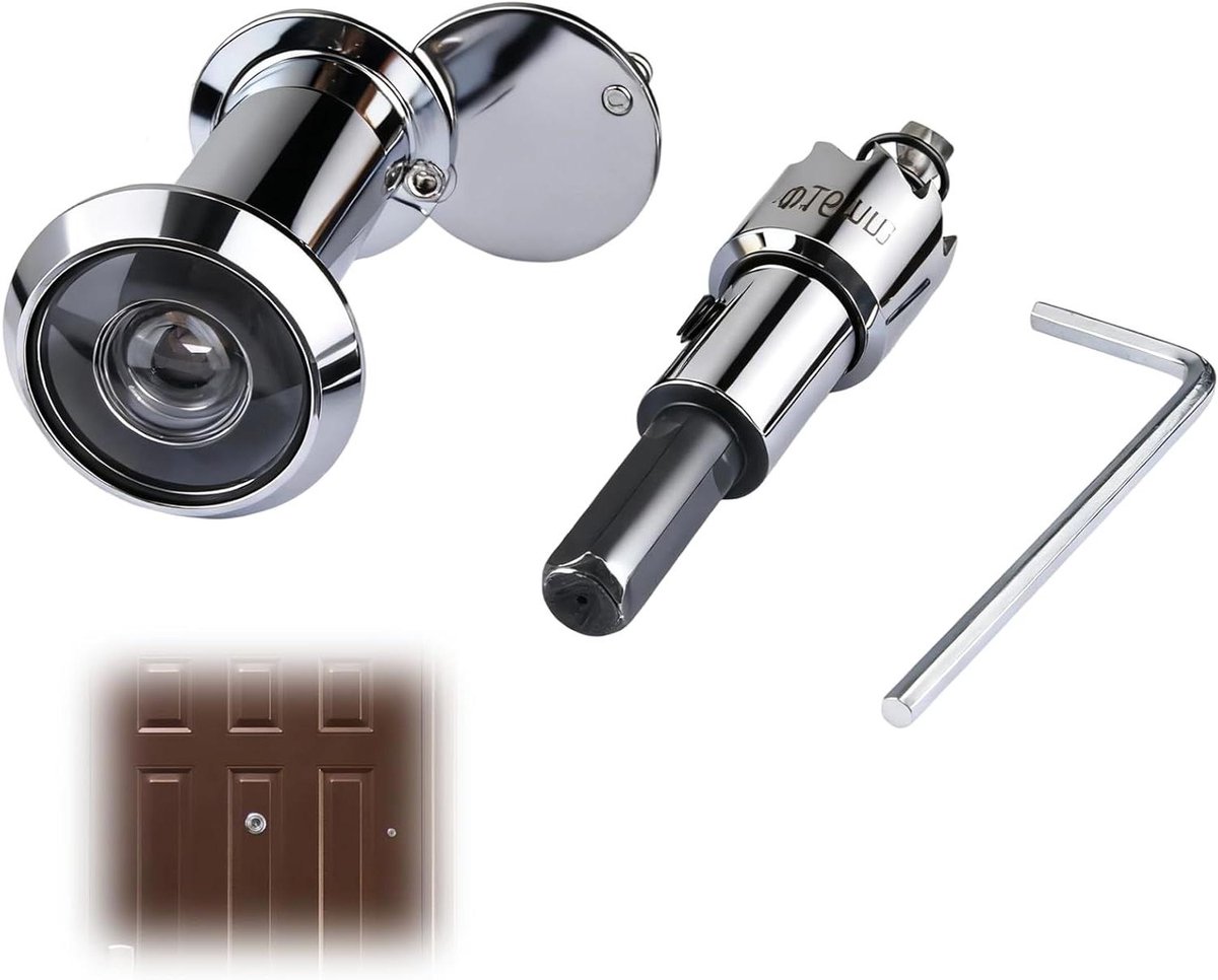 Deurspion Set - Kijkgaatje Deur - Veiligheid Thuis - 200 Graden Hoek - 40-60 mm Deur - Messing