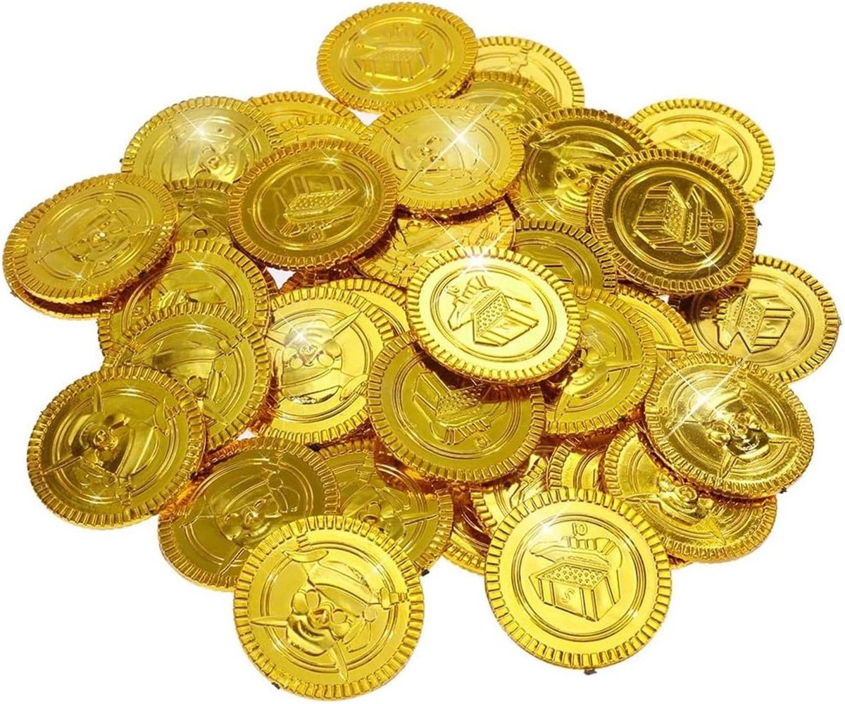 Gouden Munten - Piratenschat Speelgeld - Kinderfeestjes Organiseren - Gedetailleerd Ontwerp - 100 Stuks - Goud