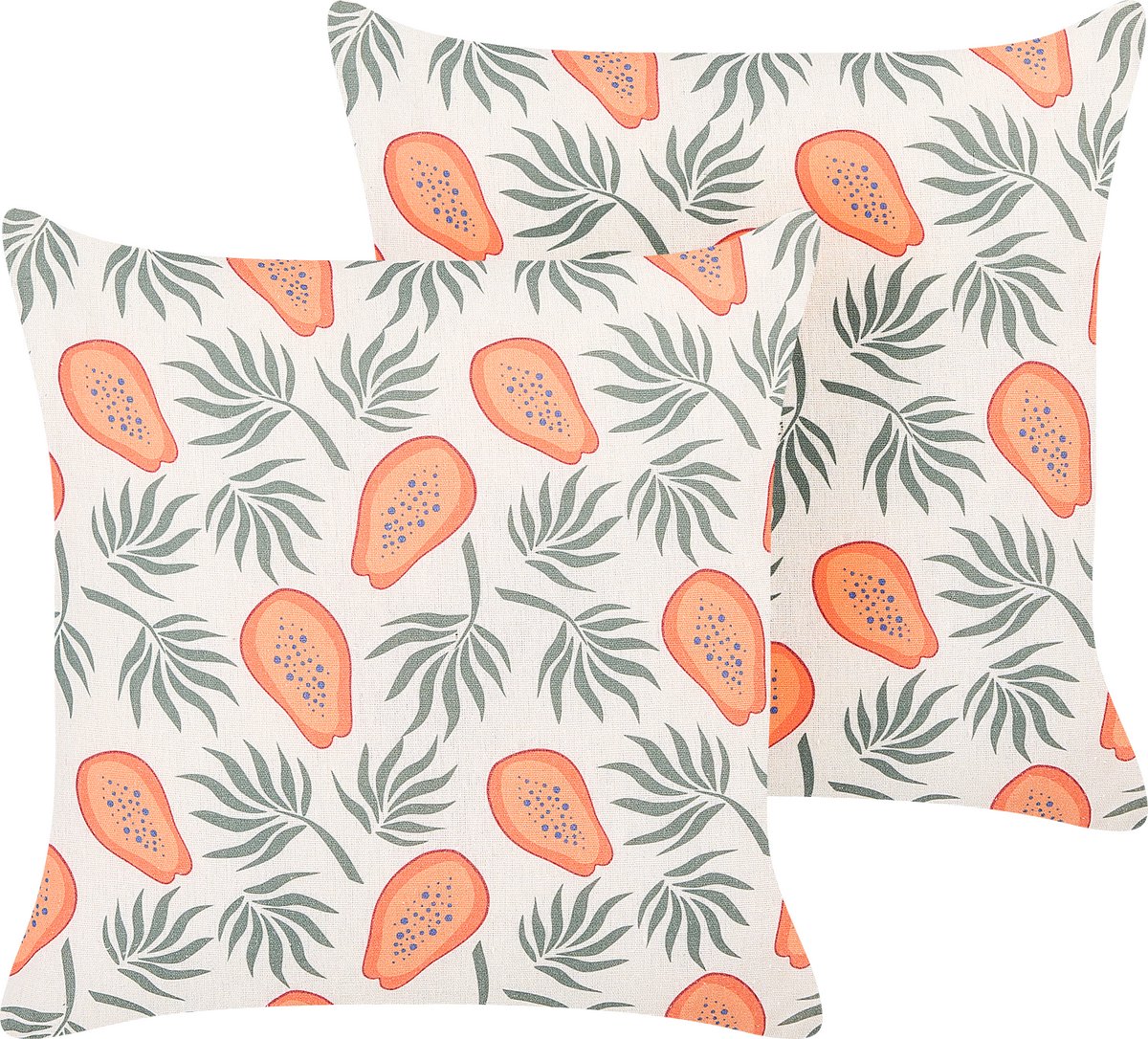 Beliani AVENS - Sierkussen set van 2 - Groen/Oranje - Polyester Meerkleurig
