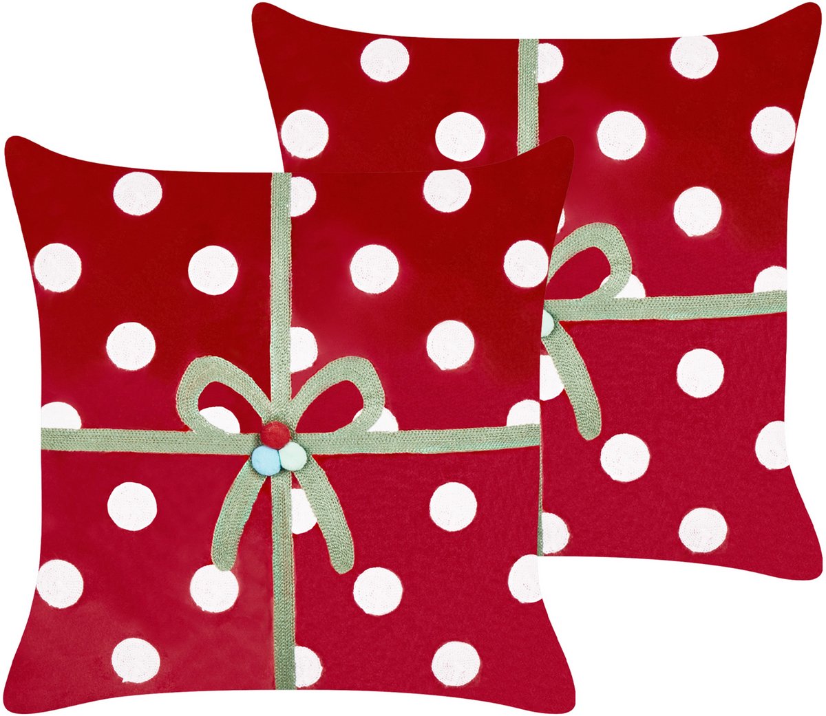 Beliani GUMDROP - Sierkussen set 2 - Rood - 45 x 45 cm - Fluweel