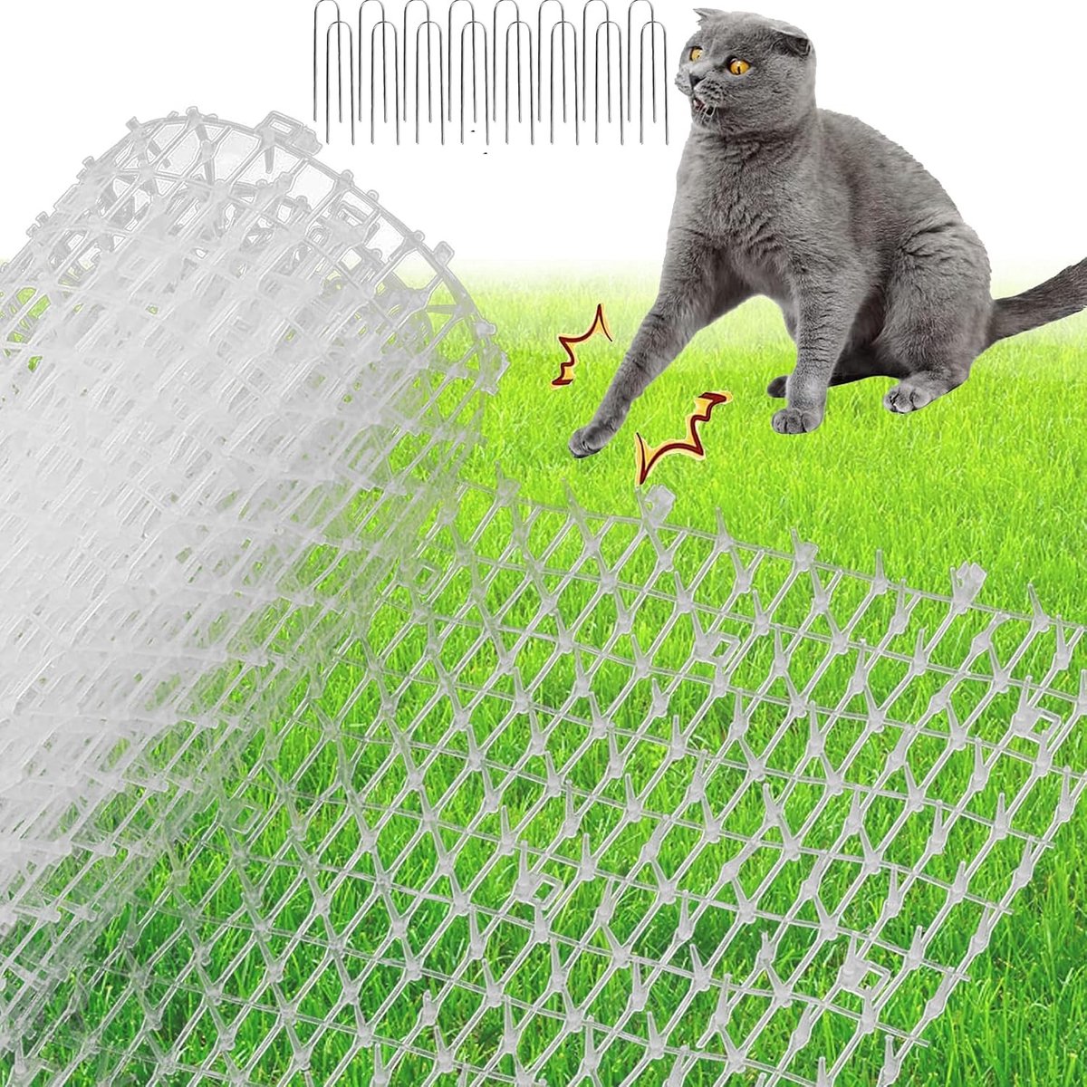 Prikkelstrip voor Katten en Honden, 400x30cm Anti-Dig Mat met Afschrikspikes, Dierenafschrikker voor Tuin en Hek, Snijbaar en Splitsbaar (Wit)