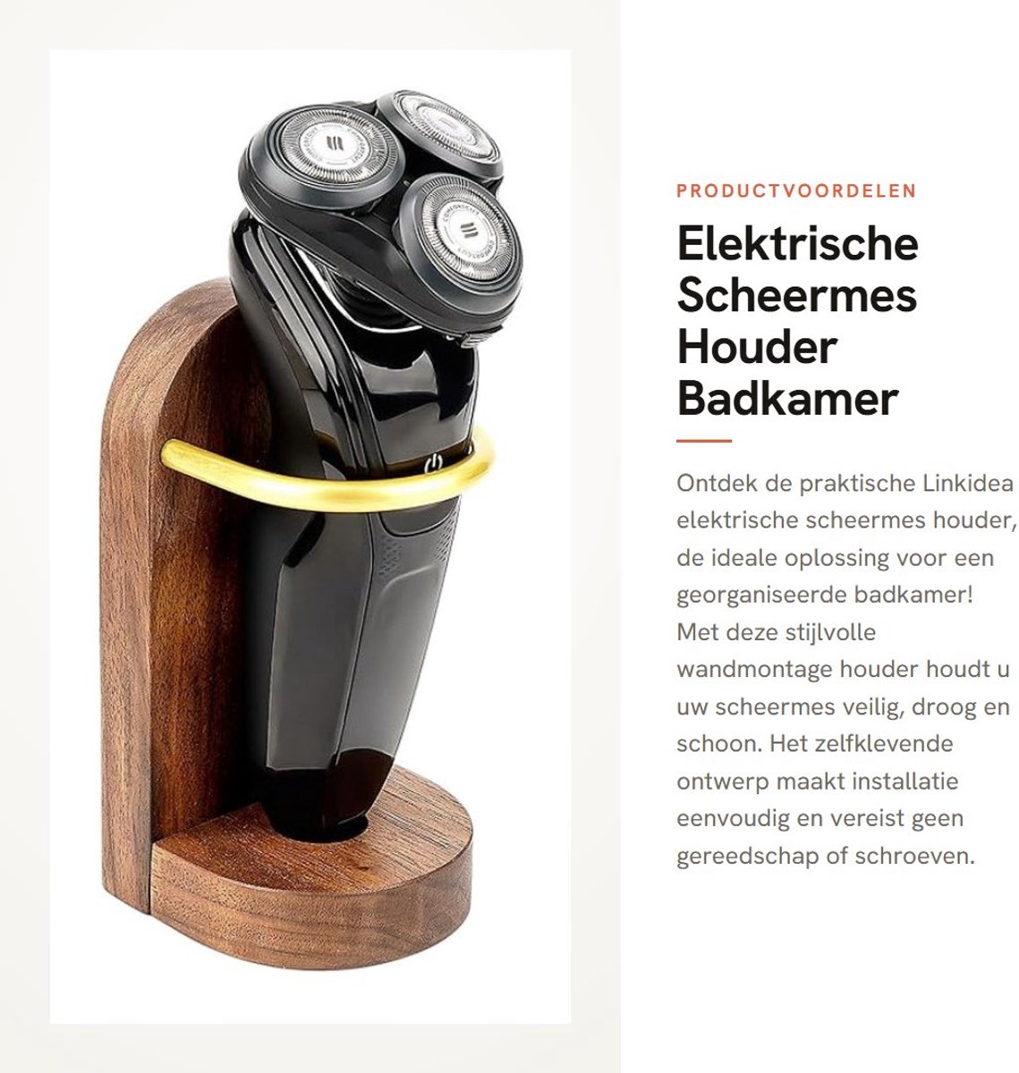 Dailygoods - Elektrische Scheermes Houder - Badkamer Organizer - Houten Wandmontage - Zelfklevende Scheermes Hanger - Geschikt voor Scheerapparaat - M...