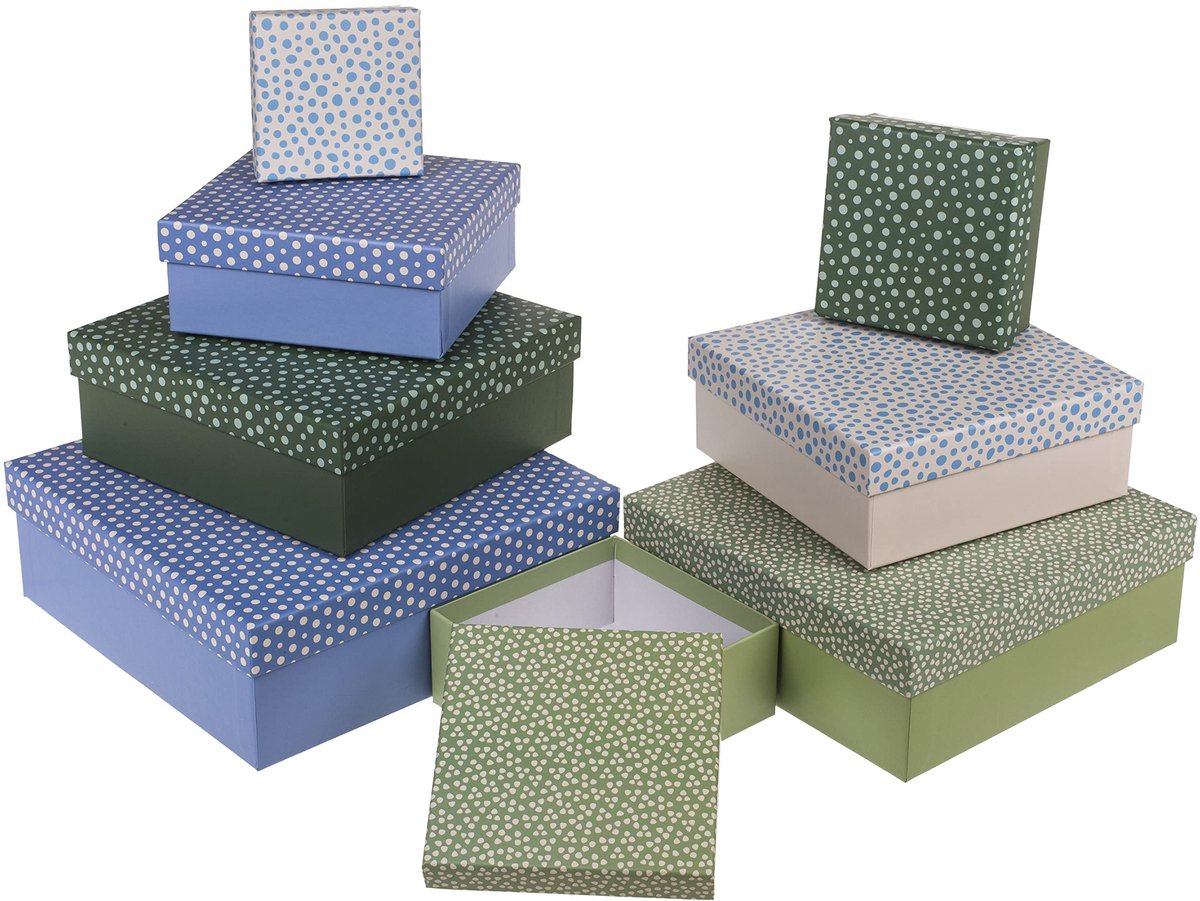 Dailygoods- Cadeaudozen 8-delig - Geschenkdozen met deksel - Cadeauverpakking - Robuuste kartonnen constructie - 22,5 x 22,5 x 8 cm - Perfect voor elke gelegenheid