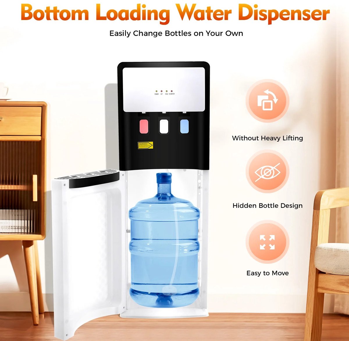 Dailygoods Waterdispenser met bodemlader, warme en koude staande waterdispenser, huishoudelijke verticale koeling verwar