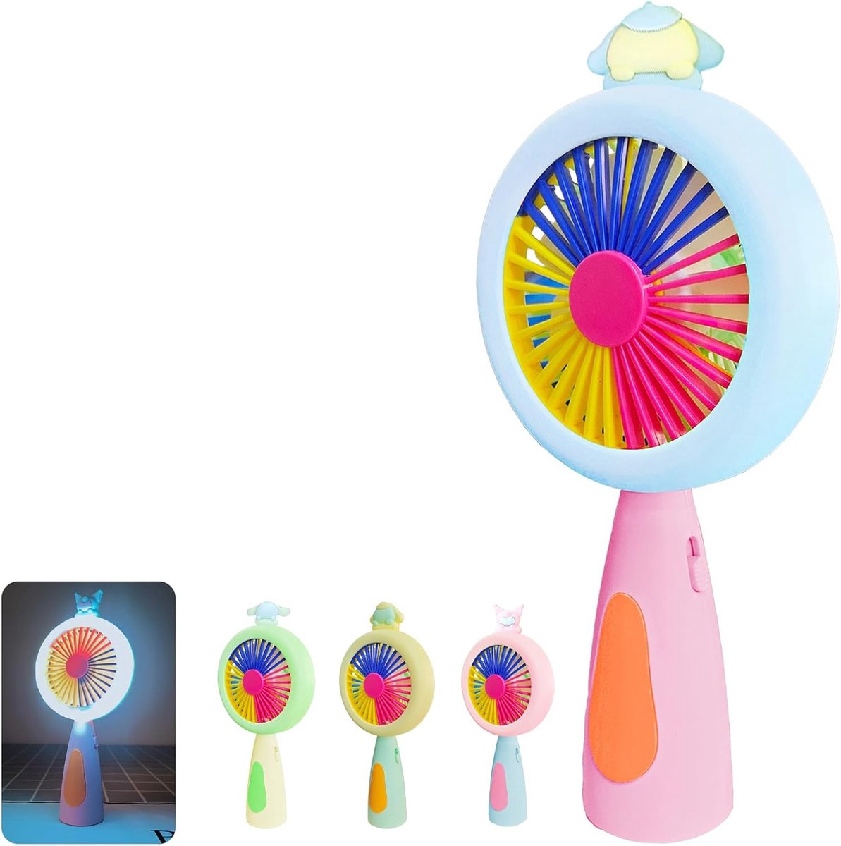 Thijox - Draagbare Mini-Ventilator met Licht, Oplaadbare Handventilator voor Reizen, Kantoor en Buiten, Lichtgevende Ventilator op Batterijen, Perfect