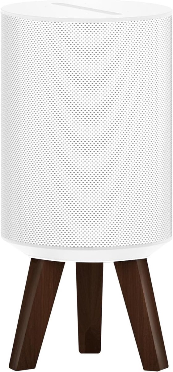 Houten bureau luidsprekerstandaard voor betere geluidskwaliteit, tripod ontwerp, geschikt voor draadloze speakers, wit