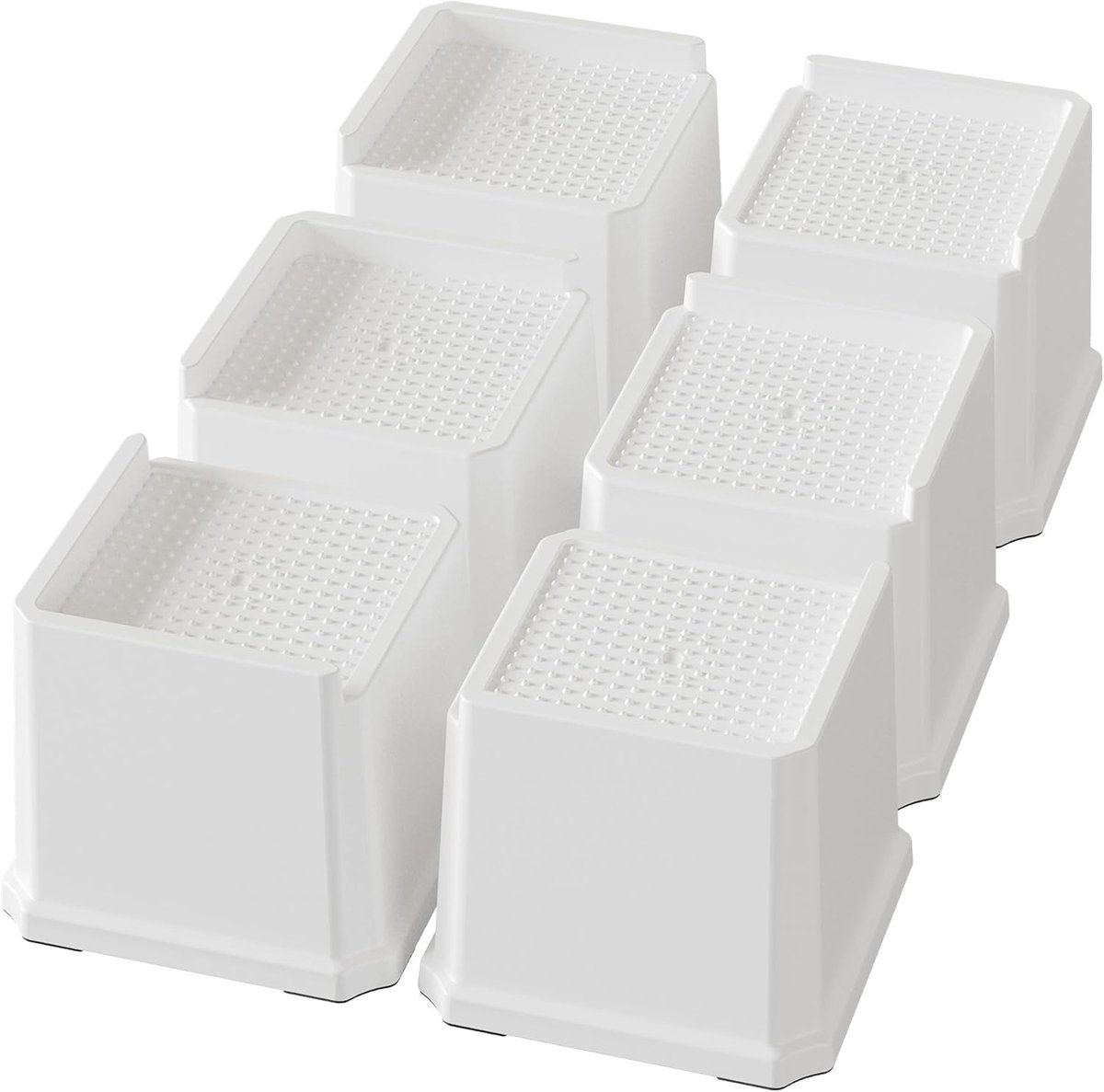 6 Pack Bed Risers 10,5 cm Heavy Duty Extra grote Bed Meubelliften 1,50 lbs Liften Up Riser voor Bank en Tafel, Wit