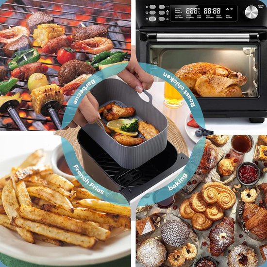 Geschikt voor siliconen Liner voor Ninja Air Fryer Dual, Accessoire voor Air Fryer, Herbruikbare Silicone Liner — afbeelding 4