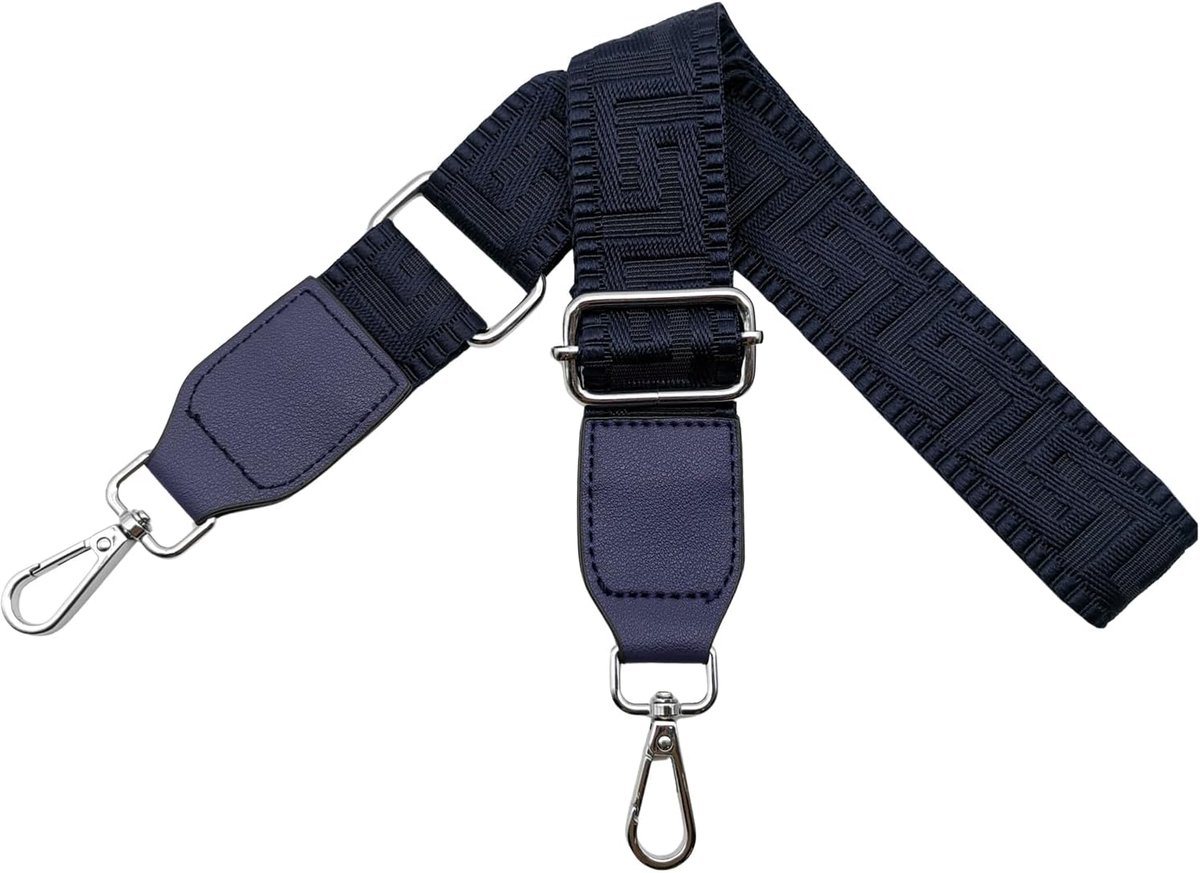Schouderriem voor tas, tasriem om te wisselen, verstelbare tasriem, breed, 3,8 cm, met leer, zilveren karabijnhaak, tassenband, schouderriem voor dames, handtassen, T, 80-130cm