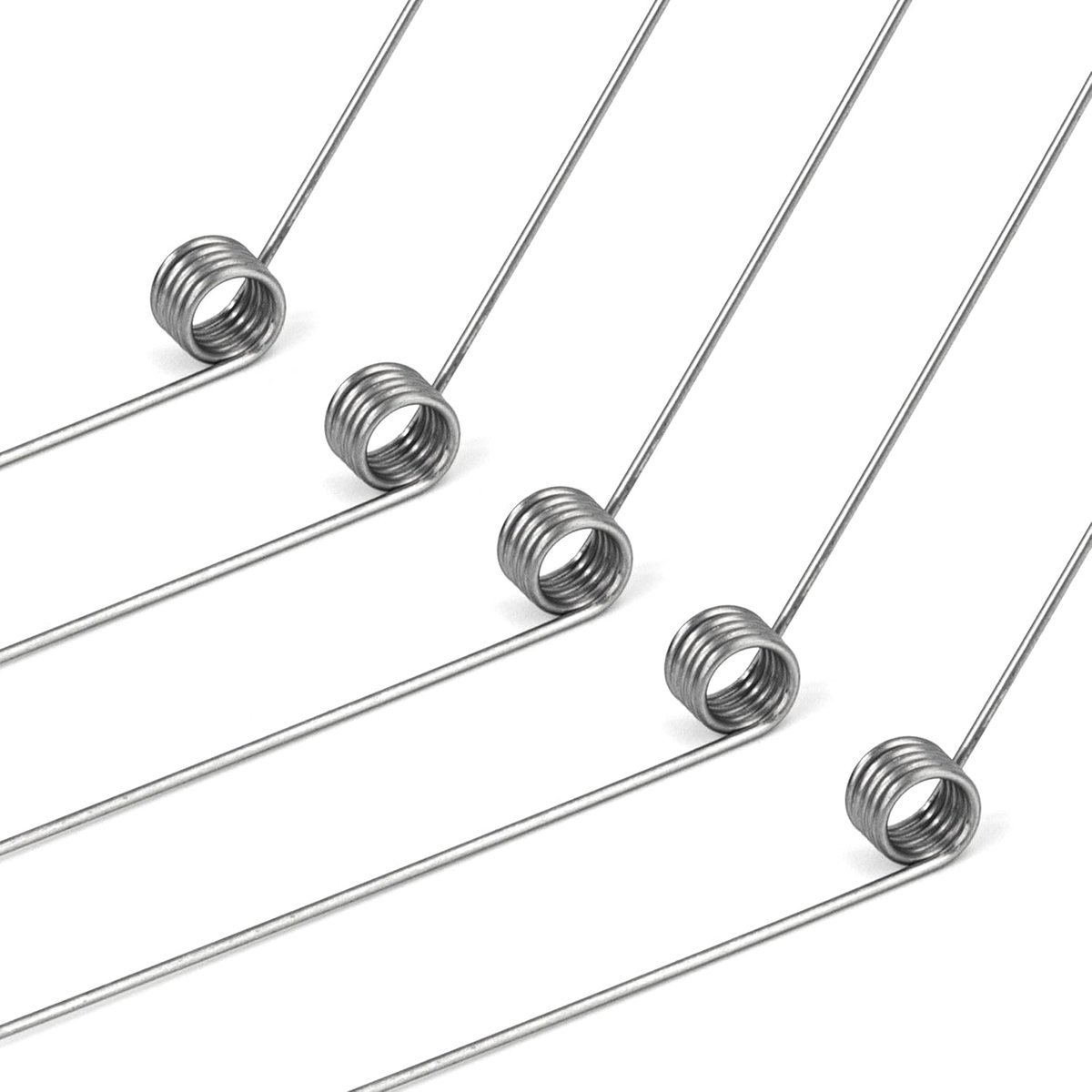 Torsieveren van roestvrij staal draaddiameter 0,5 mm binnendiameter 3 mm armlengte 30 mm hoek 135° 5 omwentelingen links 0,5 x 3 x 30 mm