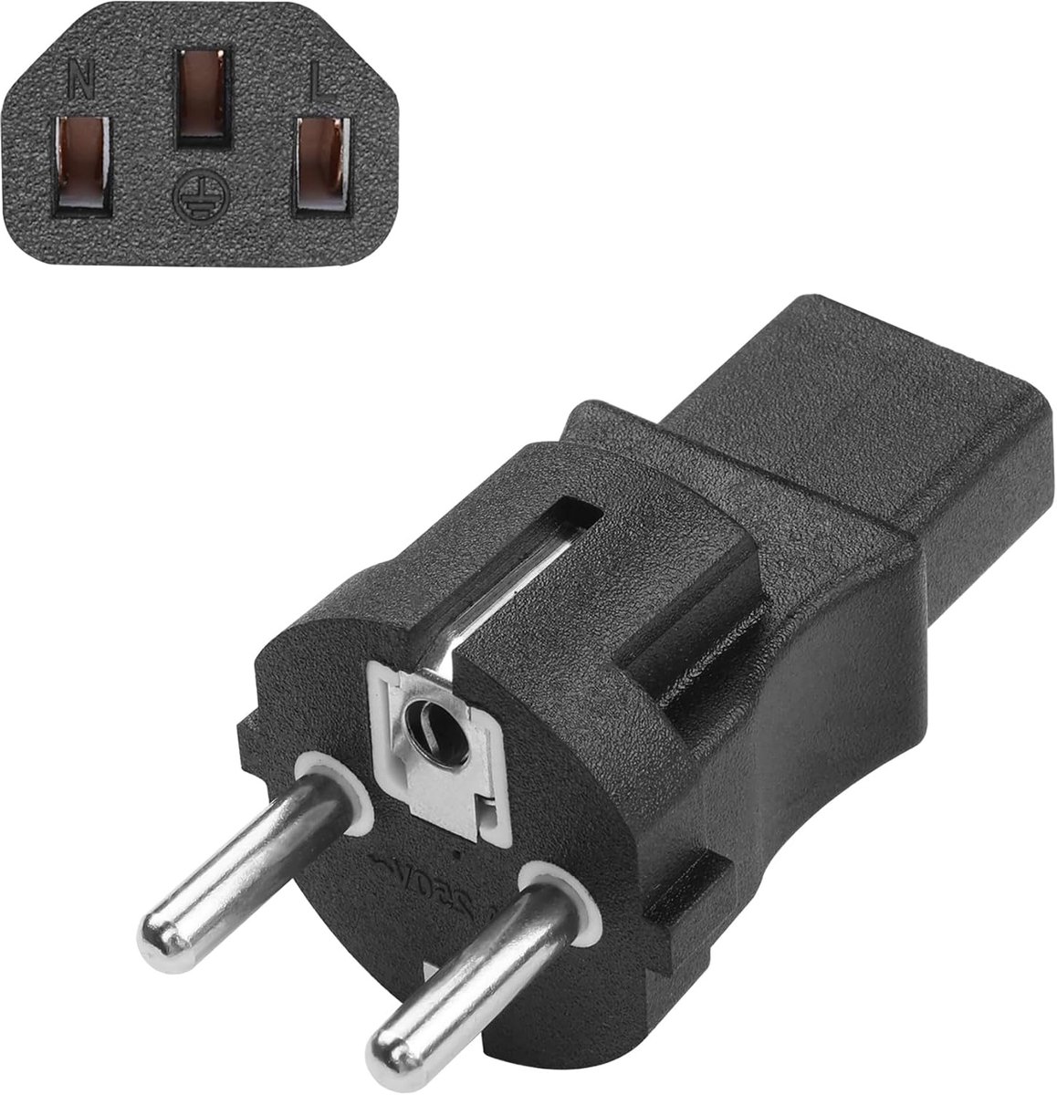 Schuko stekker stroomadapter, Schuko naar IEC C13 C5 adapter koude apparaatkoppeling C13 C5 koude apparaatstekker veiligheidsstekker voor laptop of C13 kabelapparaten PS3 PS4 PRO (CEE7 naar