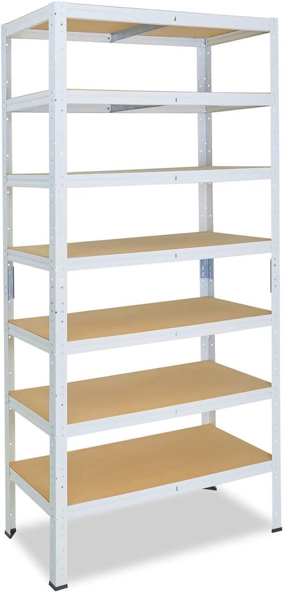 Shelfplaza HOME 230x100x40 cm metalen stellingkast in wit met 7 planken en 125 kg draagvermogen per plank
