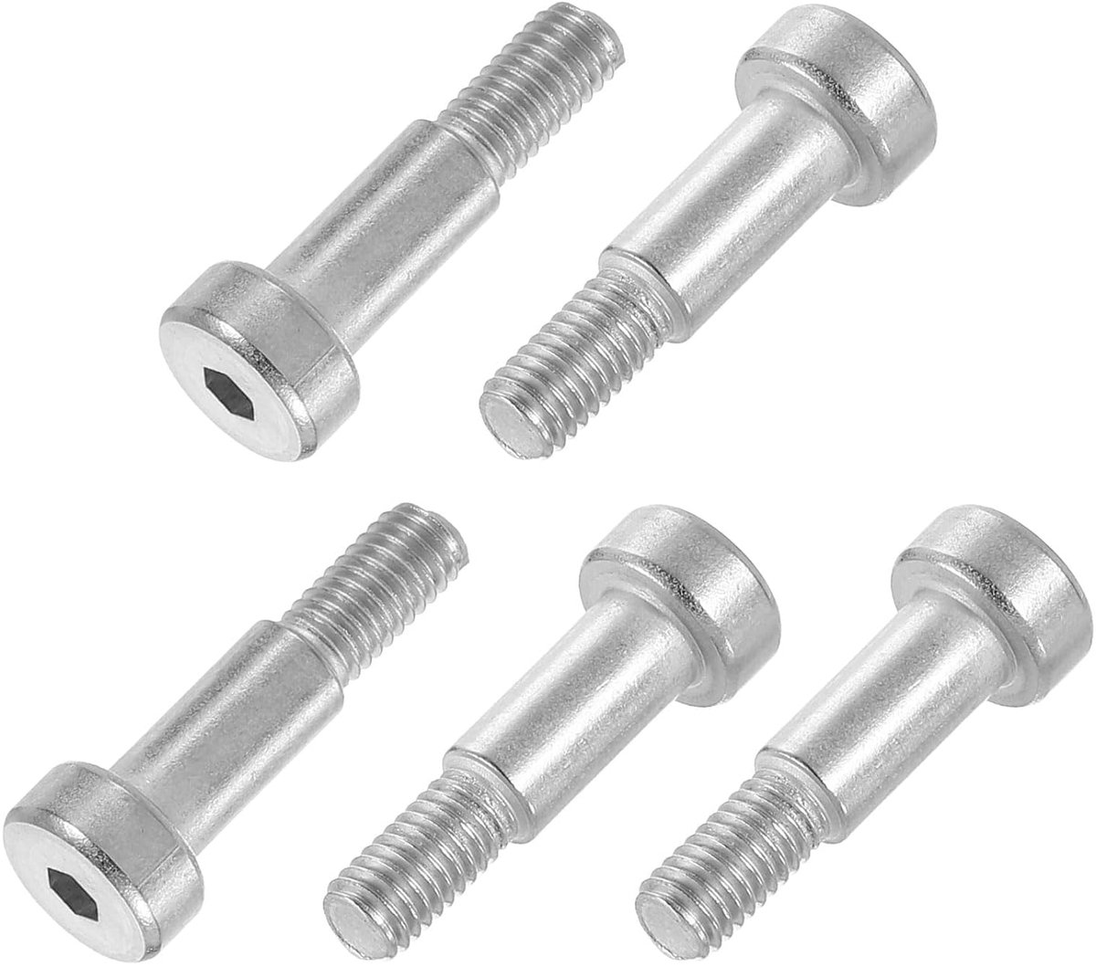12 stuks passchroeven 304 roestvrij staal schouderbouten 6 mm schouderdiameter 12 mm schouderlengte M5 schroefdraad binnenzeskant voor textiel-, hydraulische en spuitgietmachine-industrie