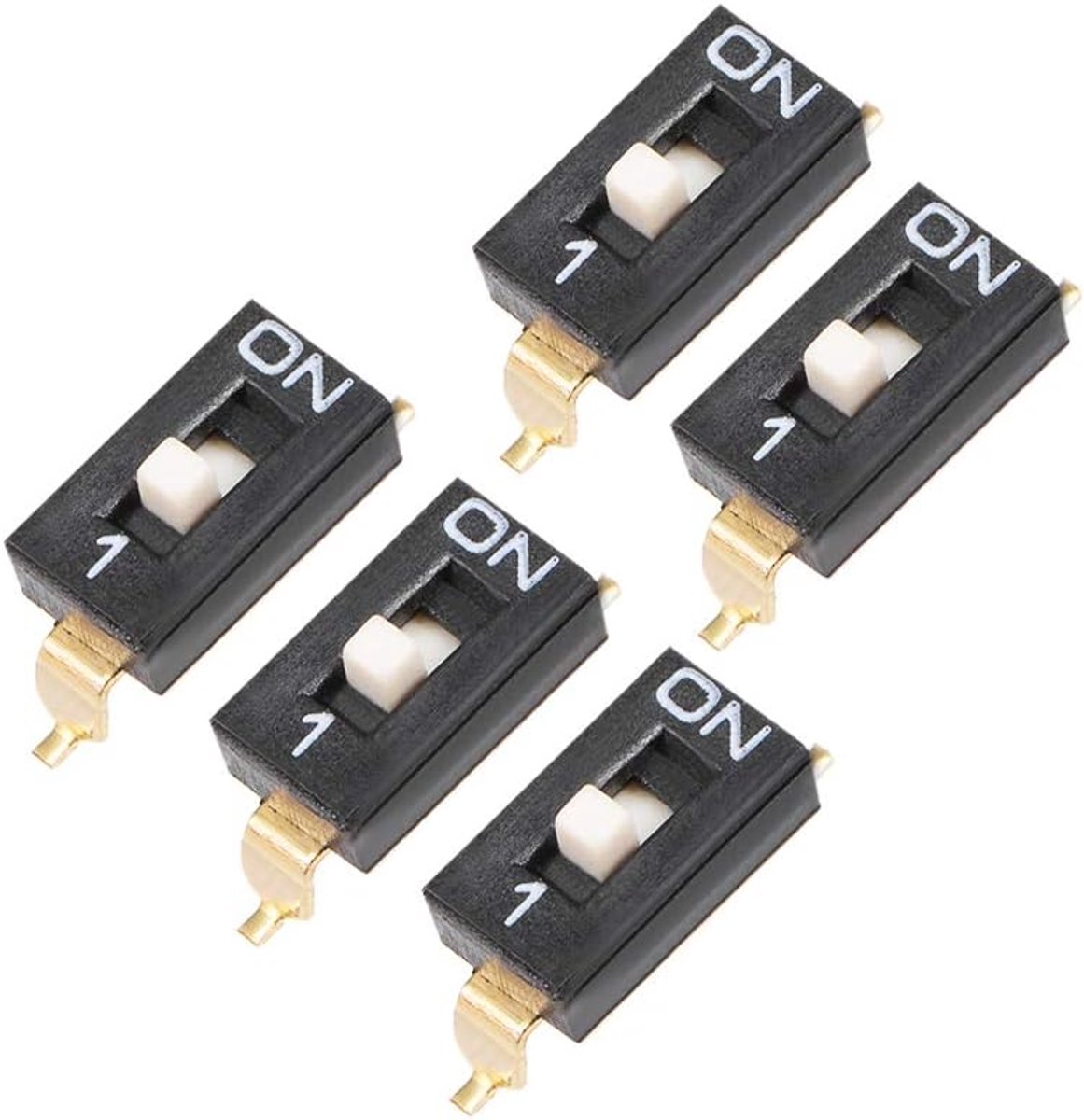 DIP-schakelaars 1 bit voor printplaat -SMD-type zwart
