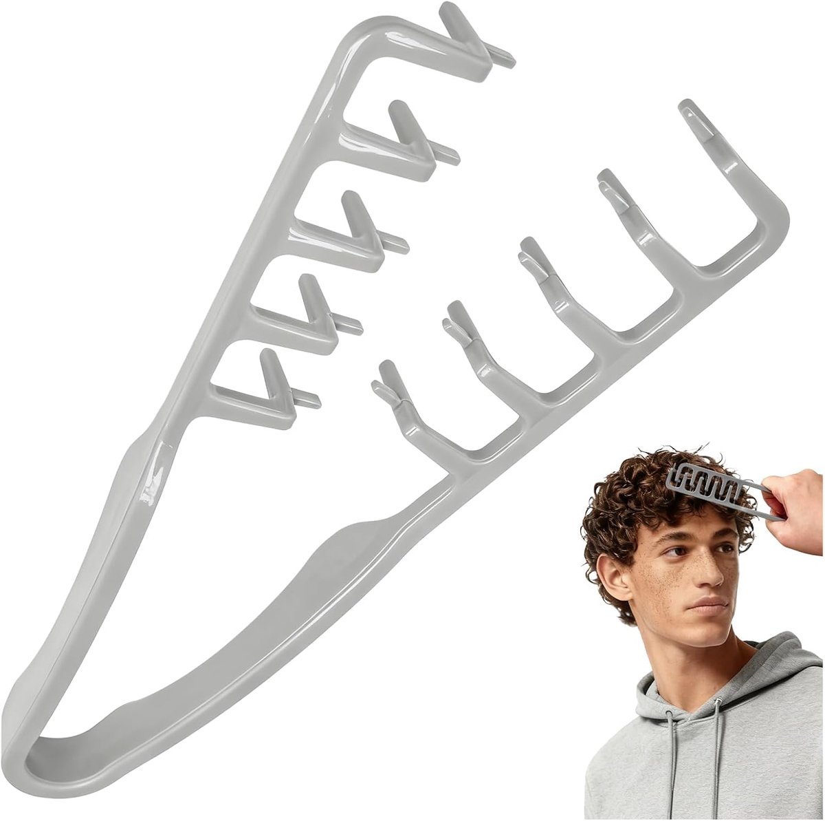 Volumineuze pluizige textuurstylingkam voor mannen en vrouwen, stylingtool met brede tanden voor volume en franjes, grijs