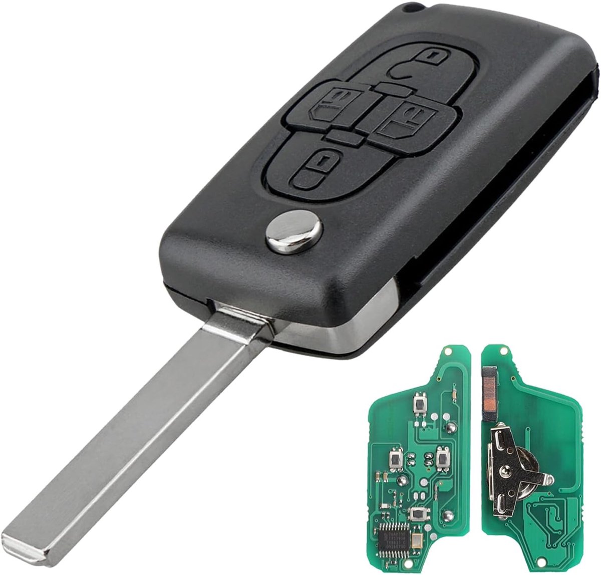 Horse 4 toetsen autosleutelhoes voor Peu-geot 807 1007 Citroen C8 CE0523 auto afstandsbediening sleutelbehuizing met 433 MHz PCF7961 chip en batterij en VA2 lemmet (Ask Signal)