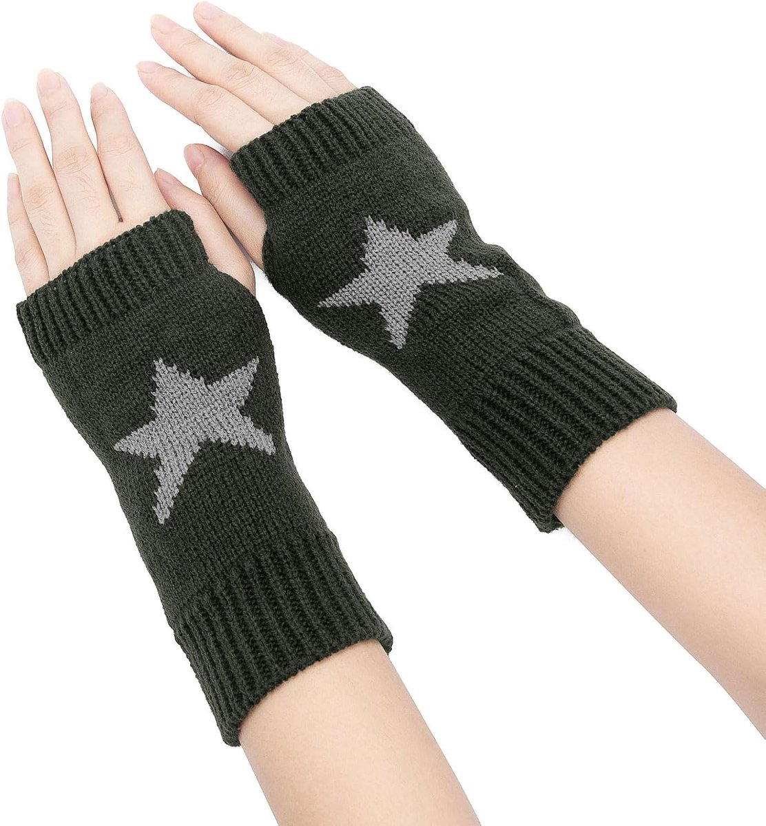 Y2K Vingerloze Star Gedrukt Gebreide Handschoenen voor Vrouwen Mannen Herfst Winter Warme Handschoenen Kleding Gebreide Outdoor Rijden