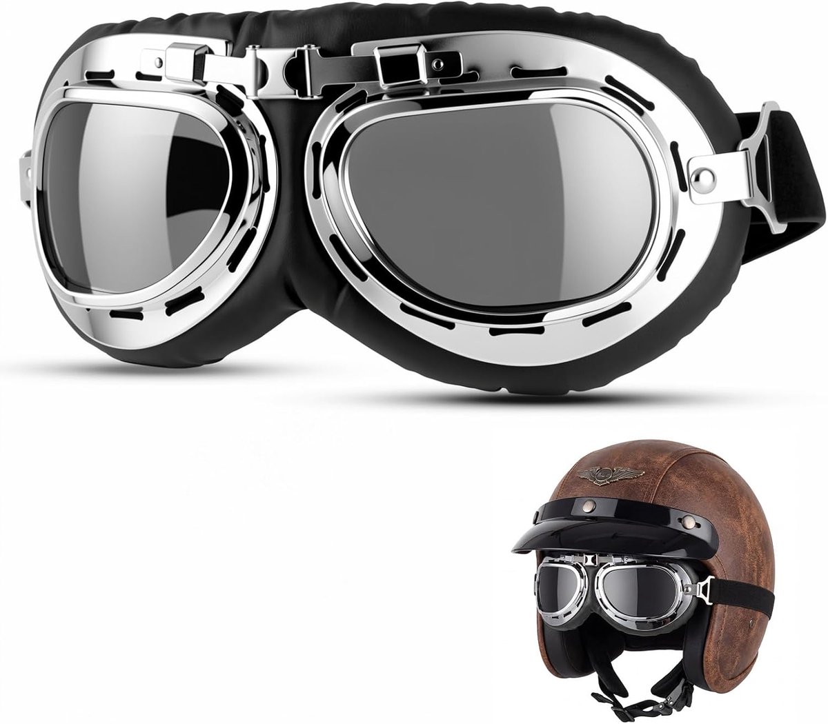 Motorbril voor Motorfietsen - Winddichte Vintage Motocrossbril - Beschermbril voor ATV, Bike en Motorcross
