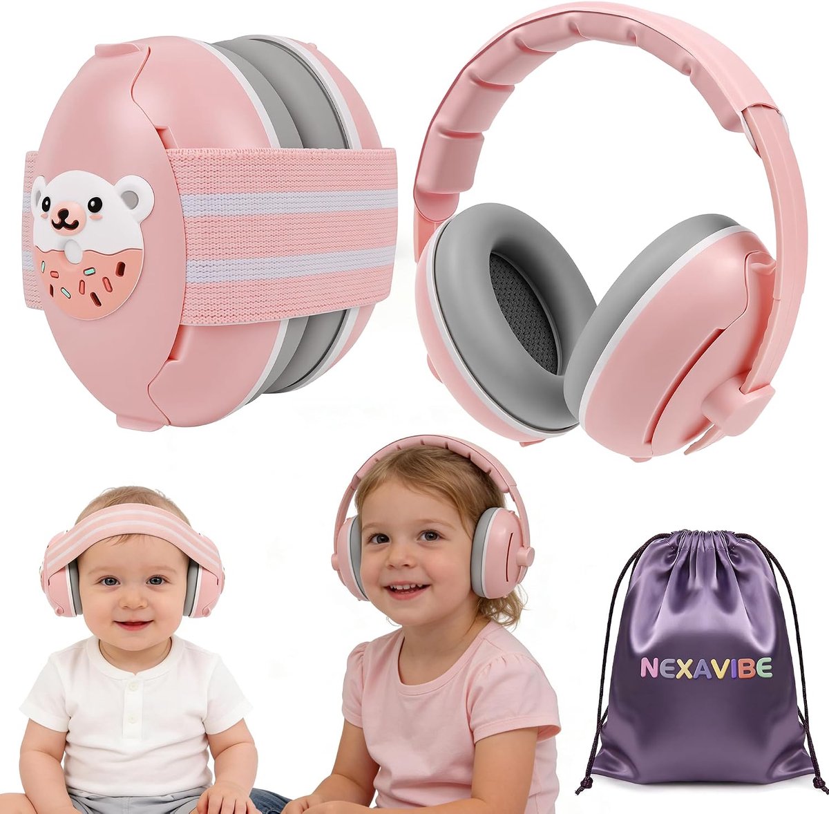 Oorbeschermers voor baby's - 2-in-1 hoofdtelefoon - ruisonderdrukking - gehoorbescherming voor 0-48 maanden - SnelShoppen