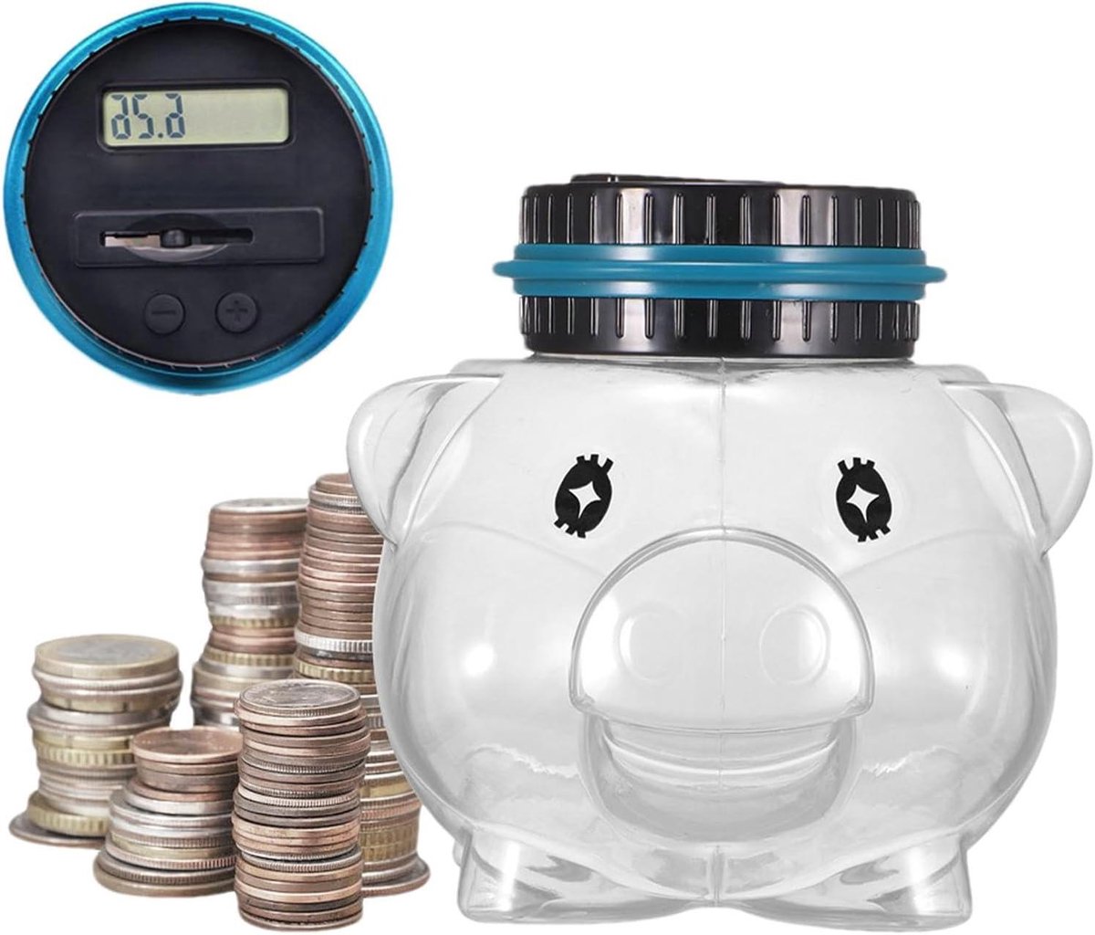 Digitale Muntenteller - Spaarpot Teller - Geld Besparen - Automatische Berekening - 19.5L x 15.2B x 14.4H cm - Dollar