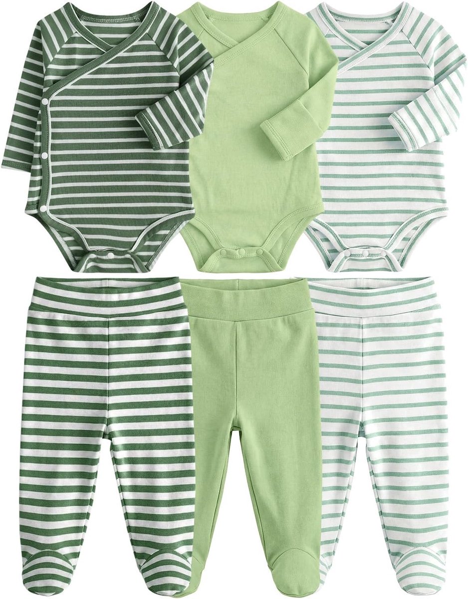 Baby bodysuits 3 stuks - 100% katoen - lange mouwen - comfortabel voor newborns tot 12 maanden - SnelShoppen