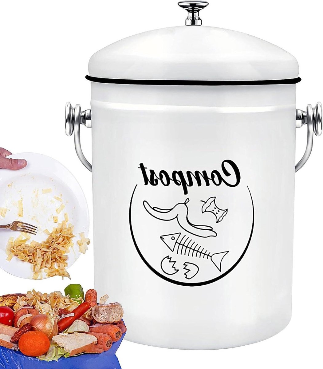 Compostbak Keuken - Keukencompostbak Afvalemmer - Afval Verzamelen - Geurbestendig - 5 Liter - Enkele Kleur