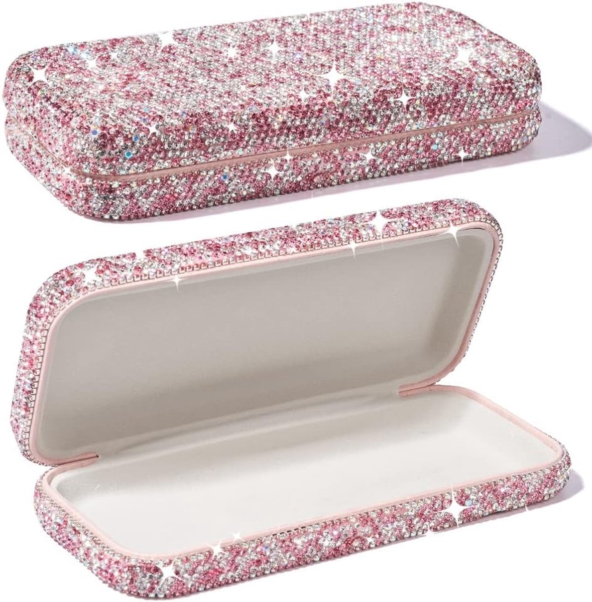 Zonnebril etui hard - glinsterend met diamanten strass - organizer voor zonnebrillen - stijlvol en beschermend - SnelShoppen