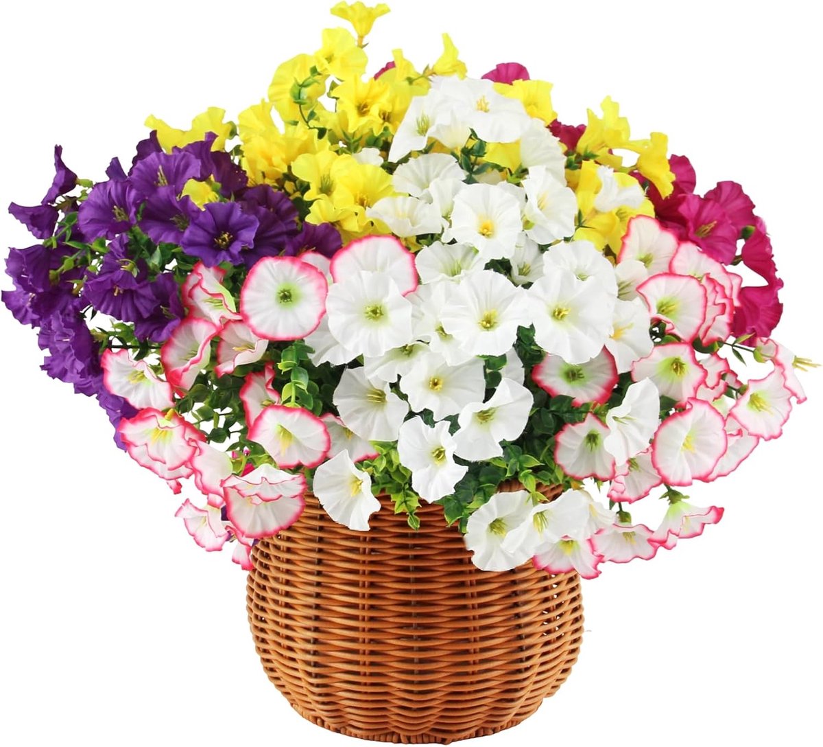 Kunstmatige bloemen 10 bundels - petunia's 35x20cm - 5 kleuren - weerbestendig voor balkon en tuin - SnelShoppen