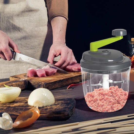 Handmatige Groentesnijder - Keukenmachine Hakker - Snel Groenten Snijden - Geluidsarme Werking - 14.3 cm Hoog - Wit — afbeelding 3