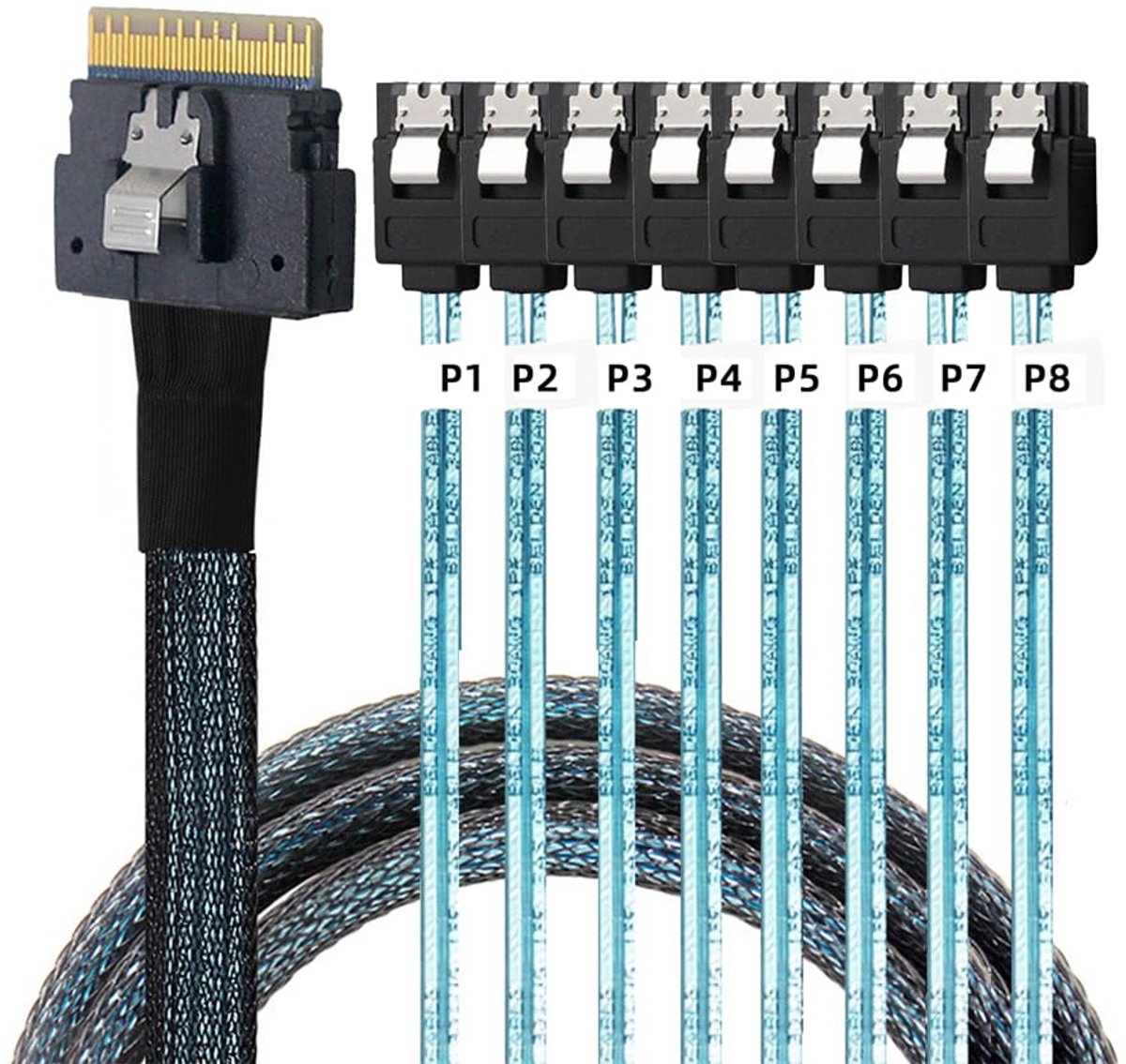 SlimSAS kabel 1m - 8i 74 pin - SATA verbinding - geschikt voor RAID controller - SnelShoppen