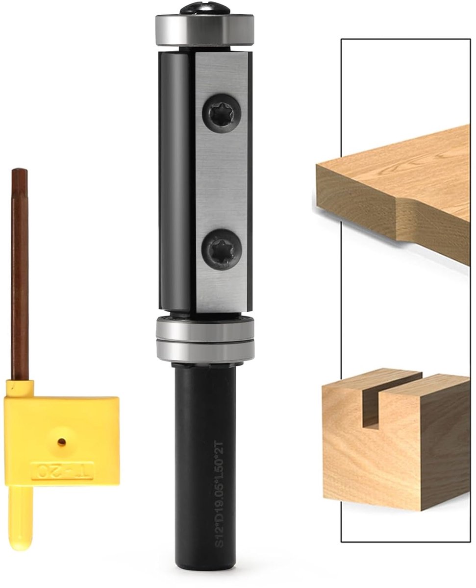 Reversing plates edge cutter 12mm shank, edge milling router with 2 cutting edges interchangeable carbide, D=19mm, NL - ShopVlot