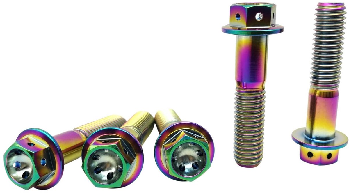 Titanium bouten M10x2.25x40mm - Rainbow PVD - Flenskop en hex - Lichtgewicht en duurzaam - ShopVlot