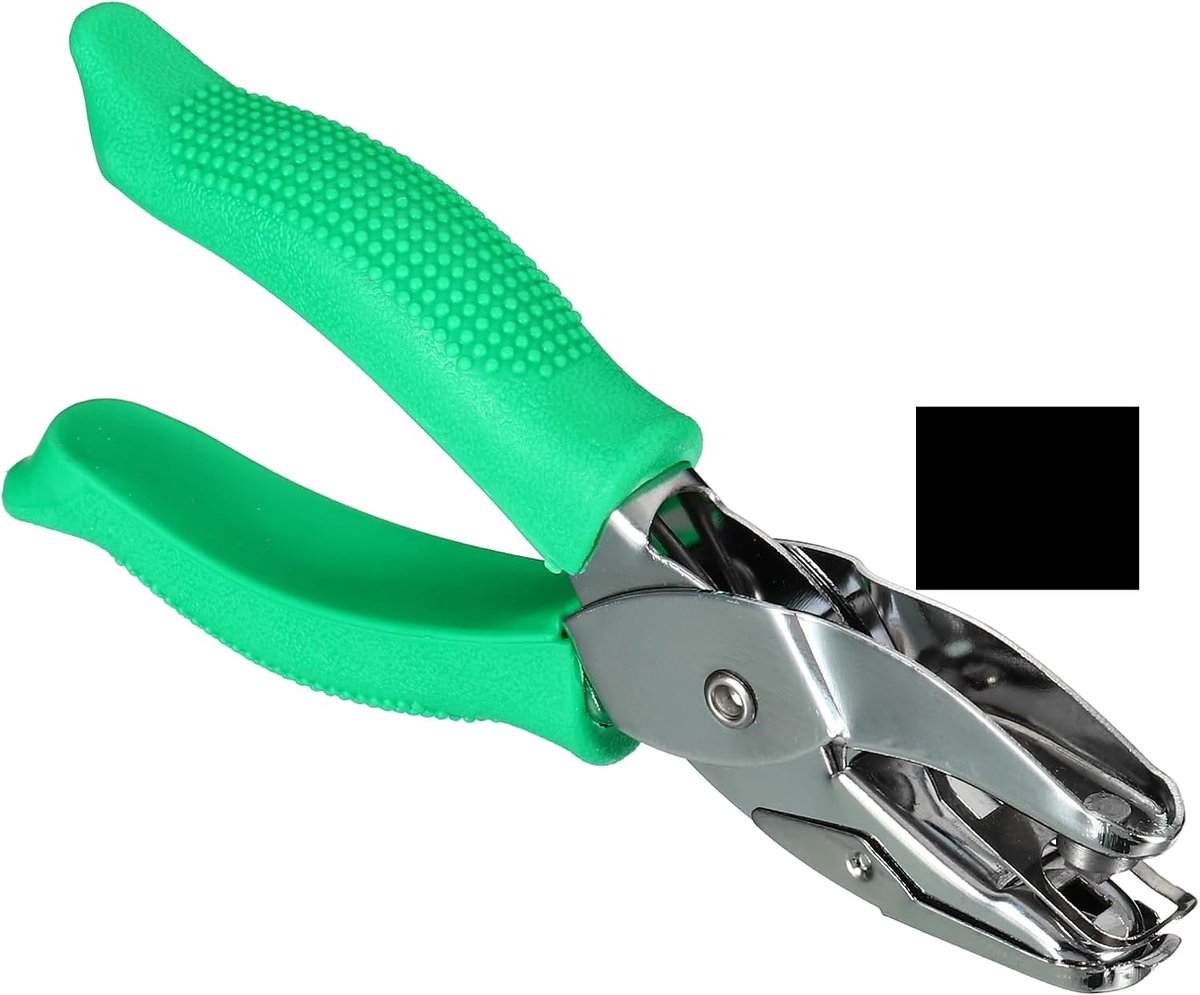 0,2 inch losse handheld perforator met zachte greep ster vierkante vorm metaal papierperforator voor doe-het-zelf knutselalbum ticket groen
