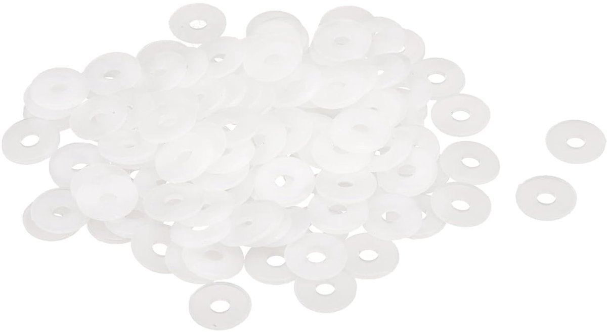 Platte afdichtingen, 3 mm ID, 10 mm OD, 1 mm dik, sluitringen, afdichtingen, kunststof blad-afdichting, bevestigingsmiddel, afdichtring, wit