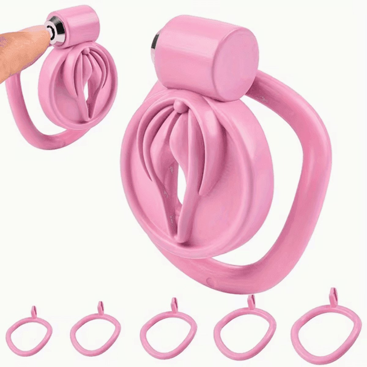Adultshop - mini peniskooi pussy - Kuisheidskooi met Vagina Design | 5 Ringen & Slot - roze