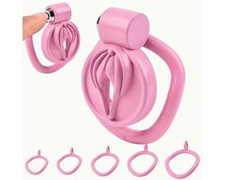 Adultshop - mini peniskooi pussy - Kuisheidskooi met Vagina Design | 5 Ringen & Slot - roze