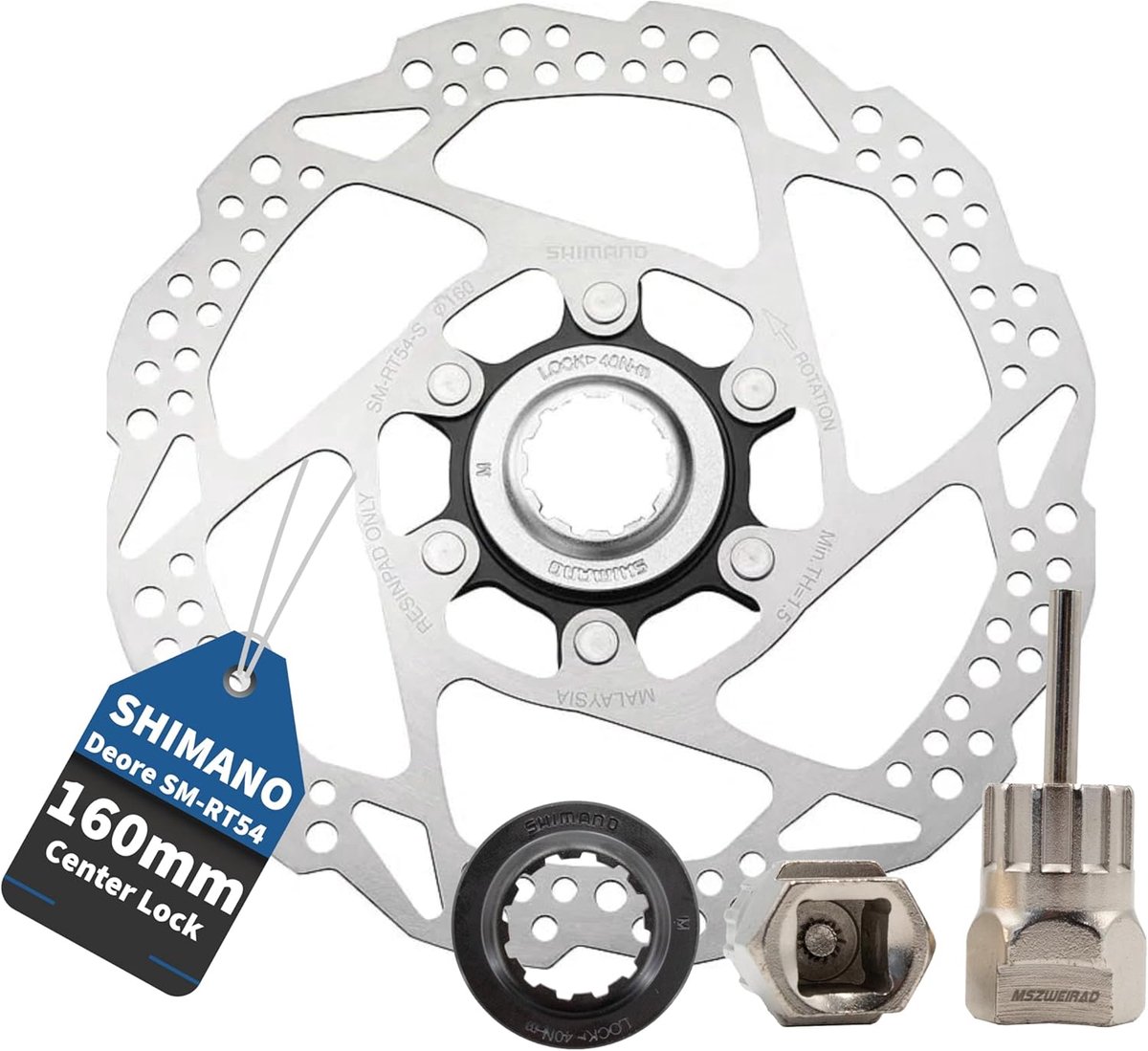 Remschijf 160 mm - RVS - Center Lock - Betrouwbare remkracht voor mountainbikes - SnelShoppen