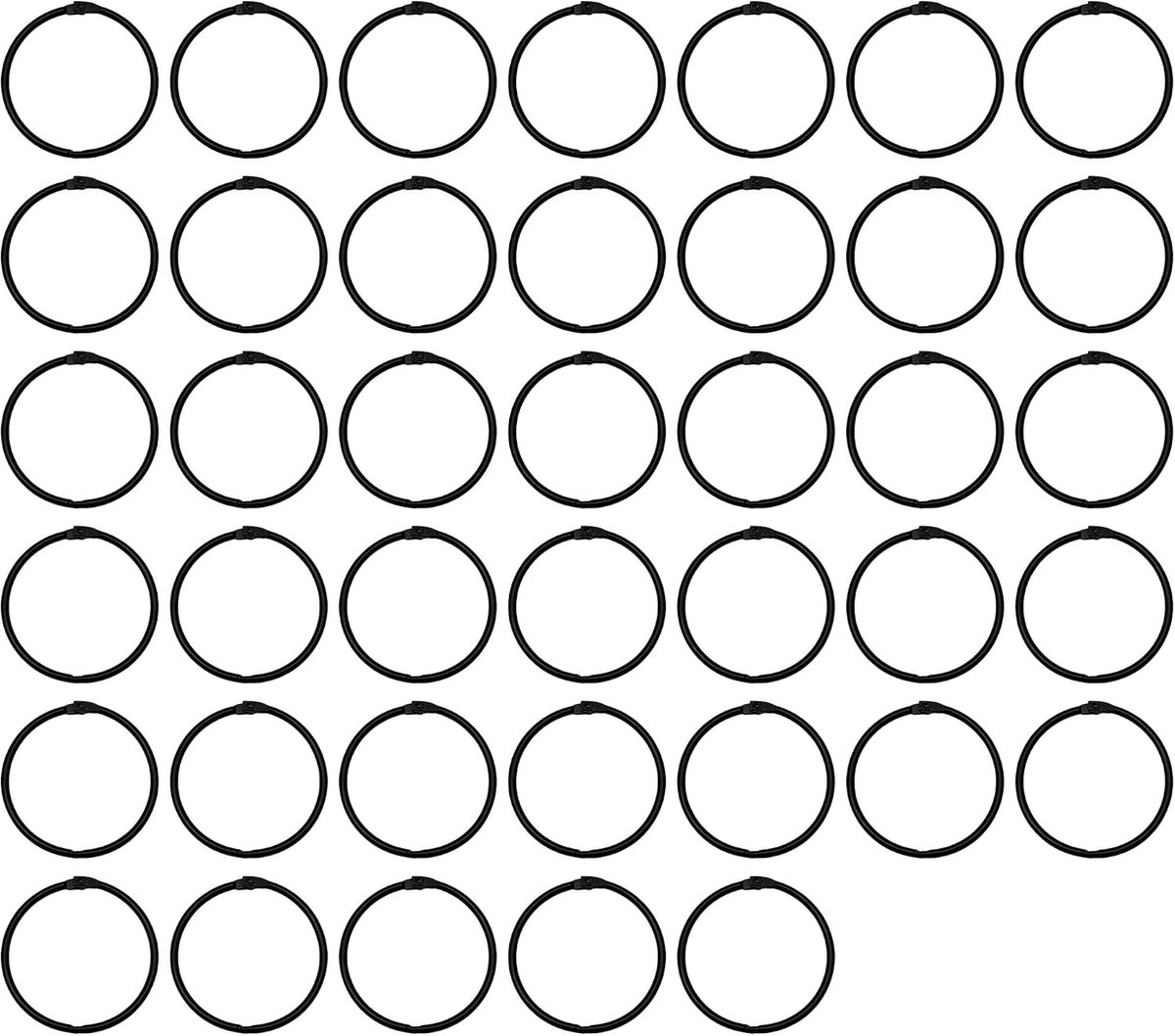 Ringen om te openen, 50 mm, gordijnringen van metaal, douchegordijnringen, gordijnringen met clipfunctie, openbare gordijnringen voor gordijnroedes, zwart