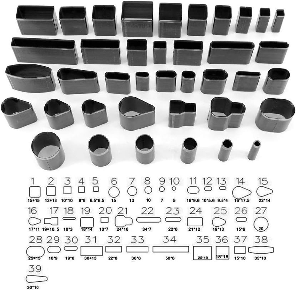39 stuks snijgereedschap voor het snijden van leer in holle gatvorm, metalen punch, handpons-set, doe-het-zelf snijder
