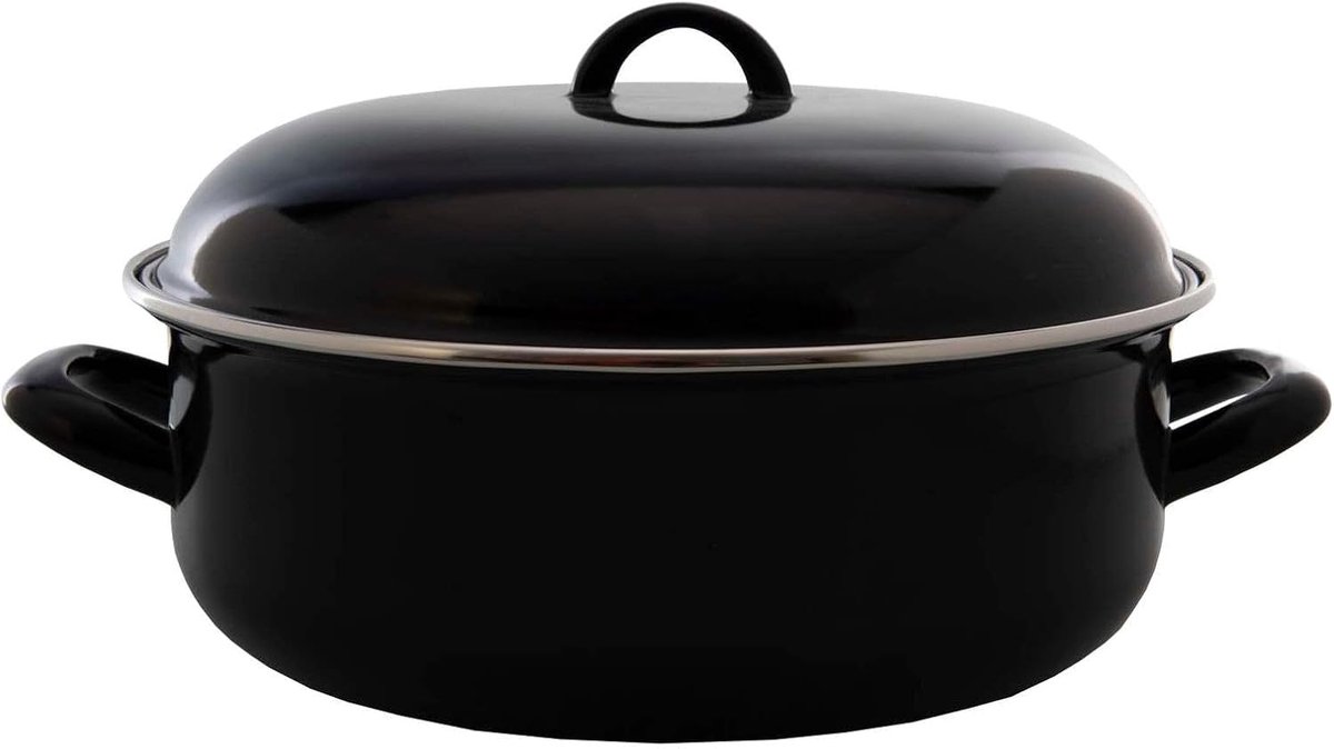 Braadpan met deksel - Emaille - Cooking - ø 28 cm / 6 Liter - geëmailleerde anti-aanbaklaag