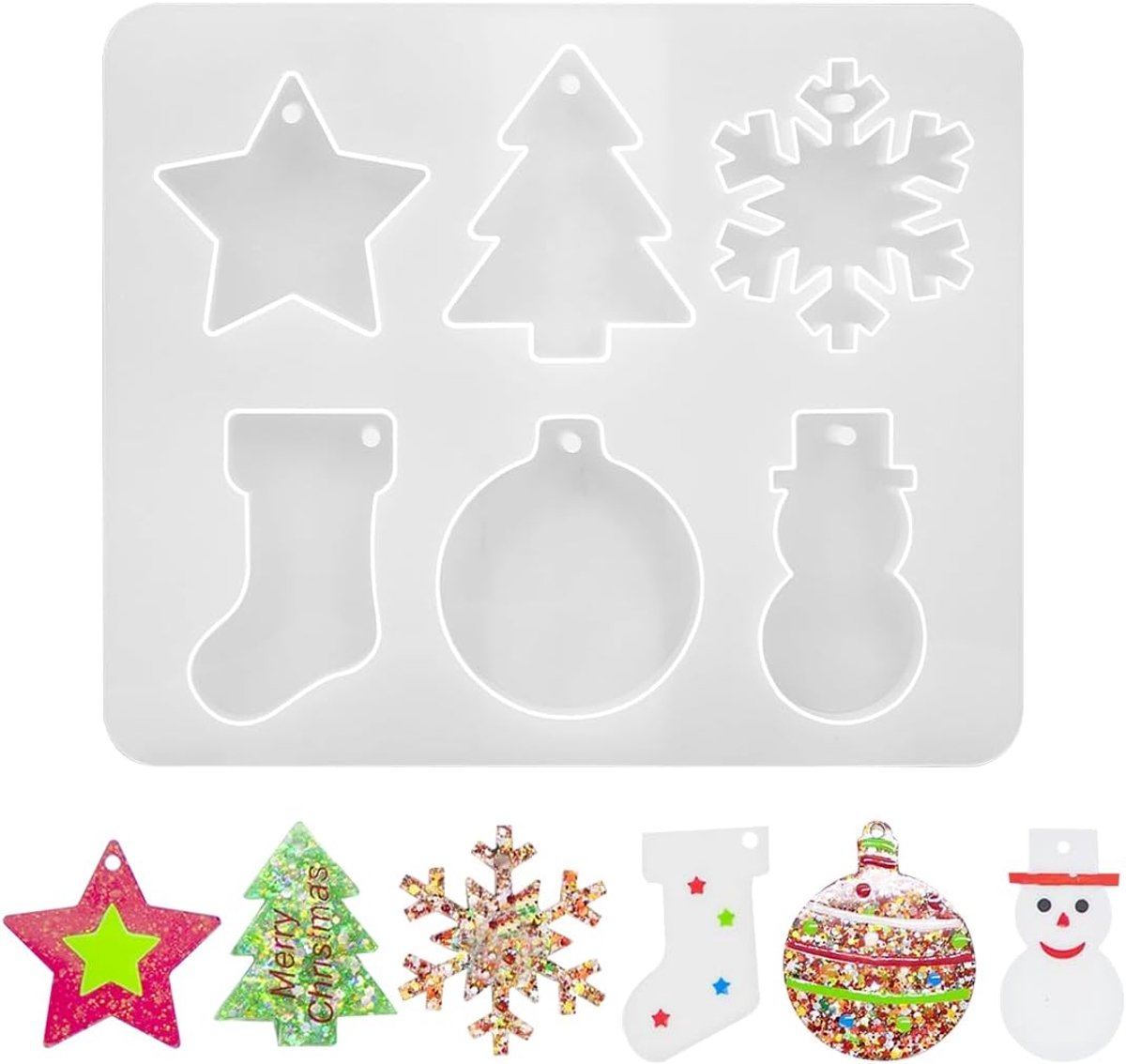Siliconen kerstvorm kerstboomhanger sneeuwvlok sterren epoxyhars voor kerstdecoraties