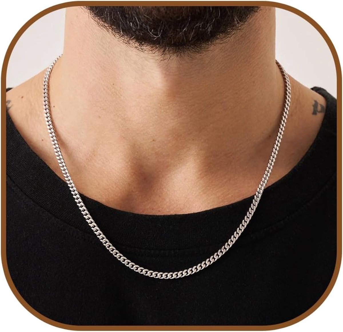 Pantserketting, 3,5/5 mm, zilver/goud/zwart, roestvrij staal, Cubaanse ketting voor mannen en jongens, cadeau voor heren en dames, 45/50/56/61 cm